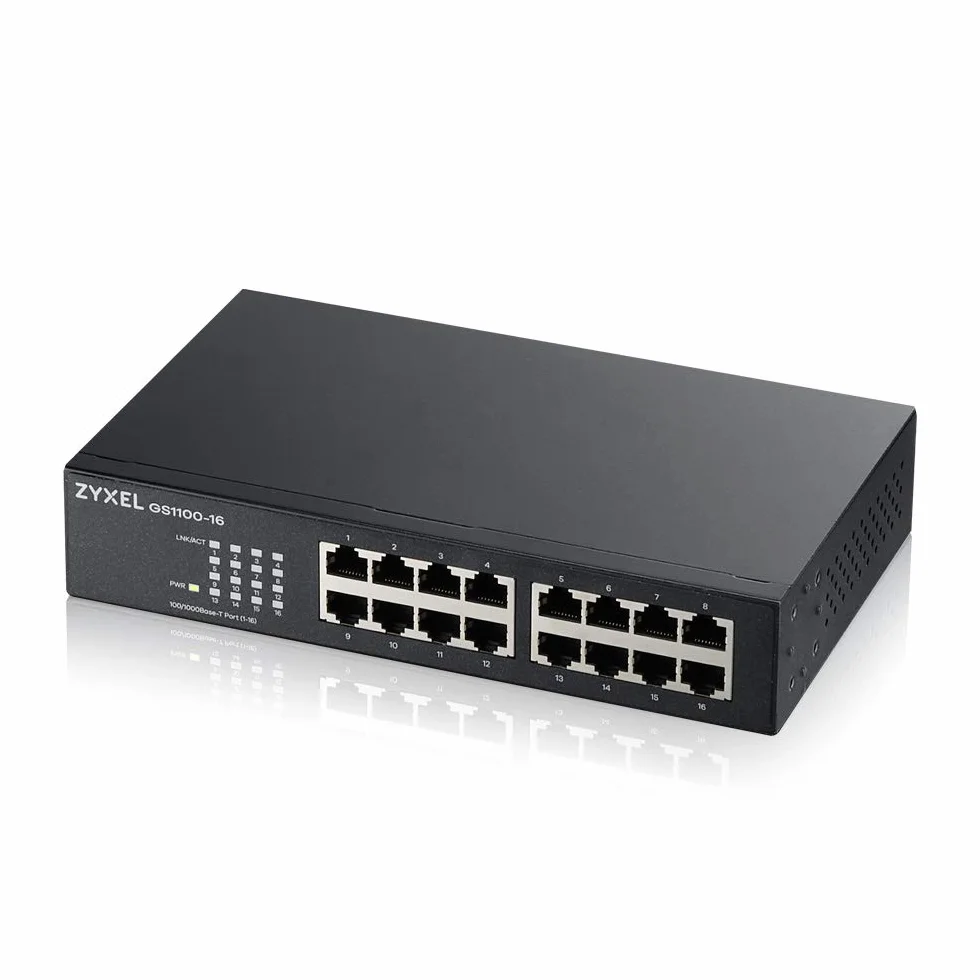 Zyxel Switch Unmanaged, 16 porte Gigabit, Design senza ventole [GS1100-16 v3]