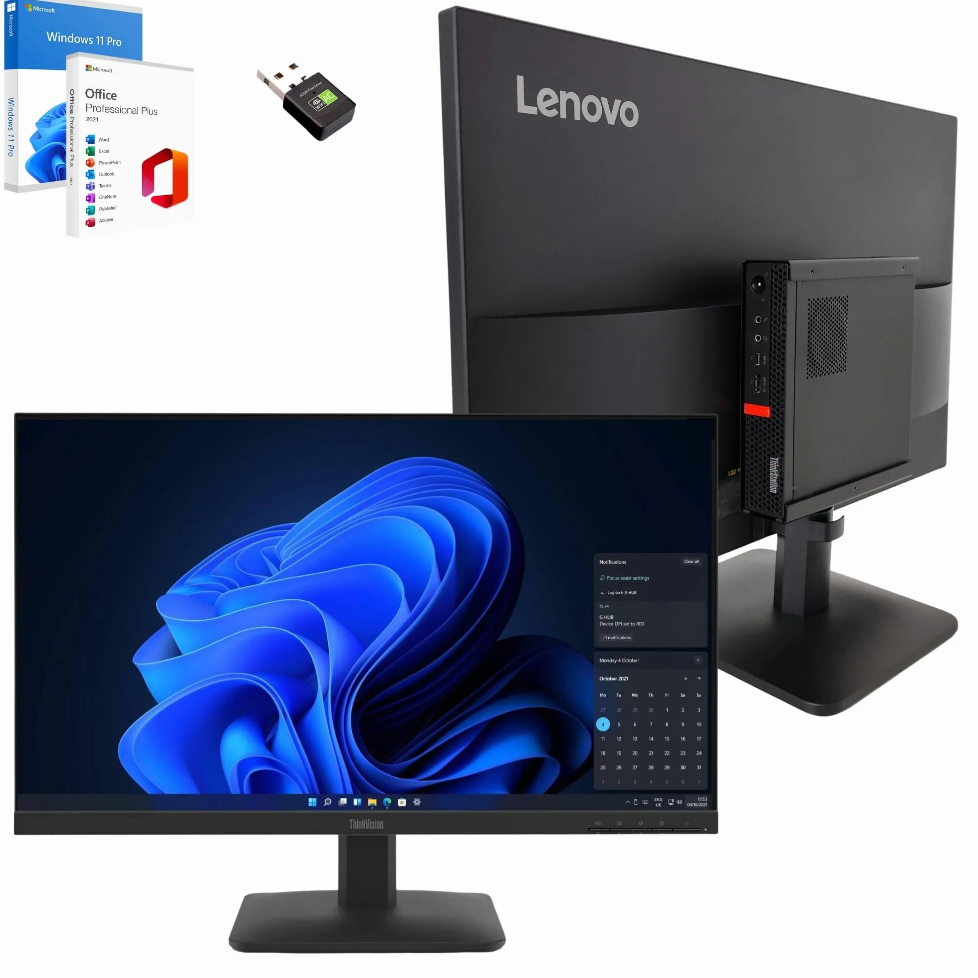 Lenovo Slim 27 pollici Computer i5 8500 16 GB RAM 1 TB SSD Win 11 Pro Office 2021 Pro