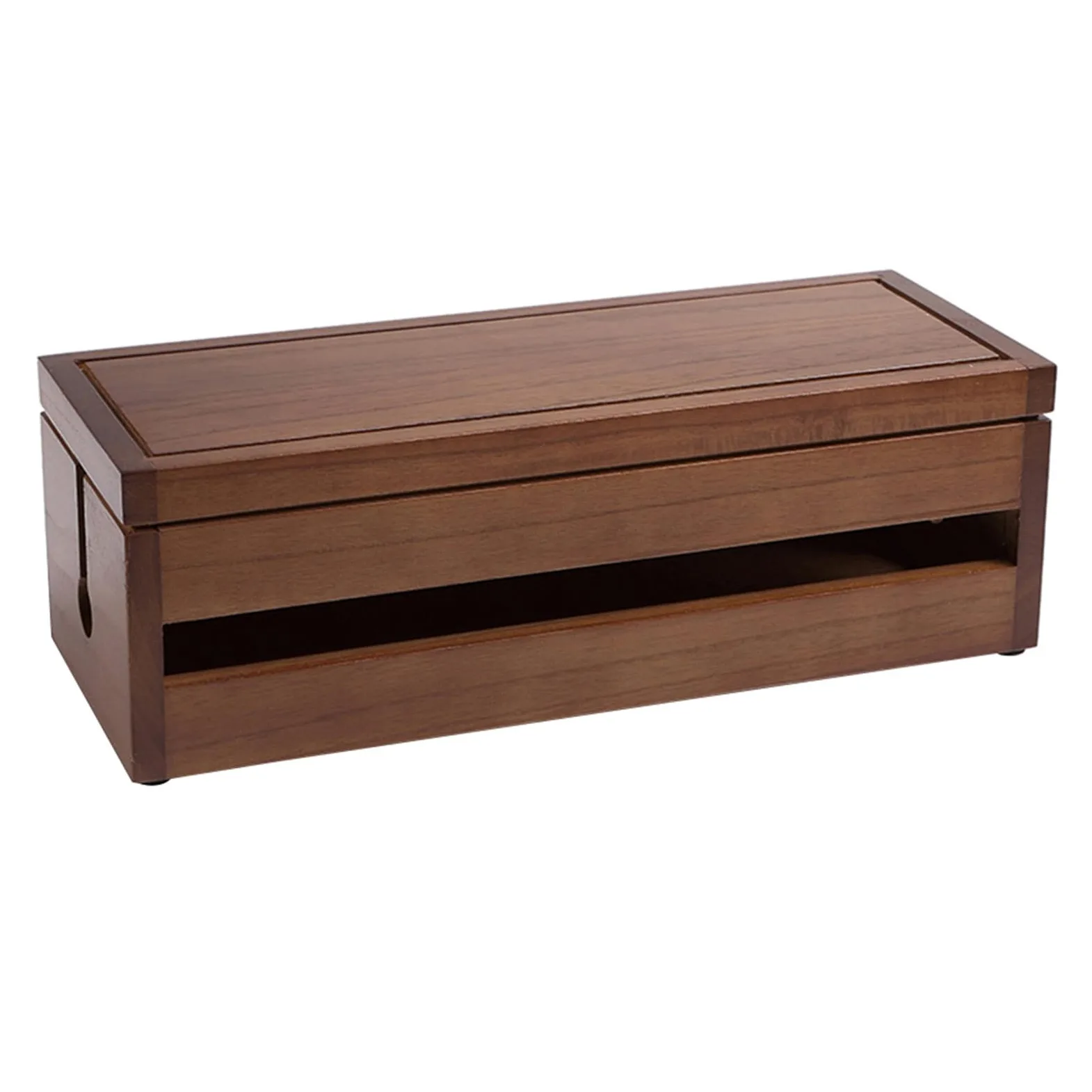 Scatola Raccogli Cavi in Legno di Paulownia Color Caffè, Organizer per Prese Multiple Design Traspirante, Protegge Cavi e Adattatori, per Casa