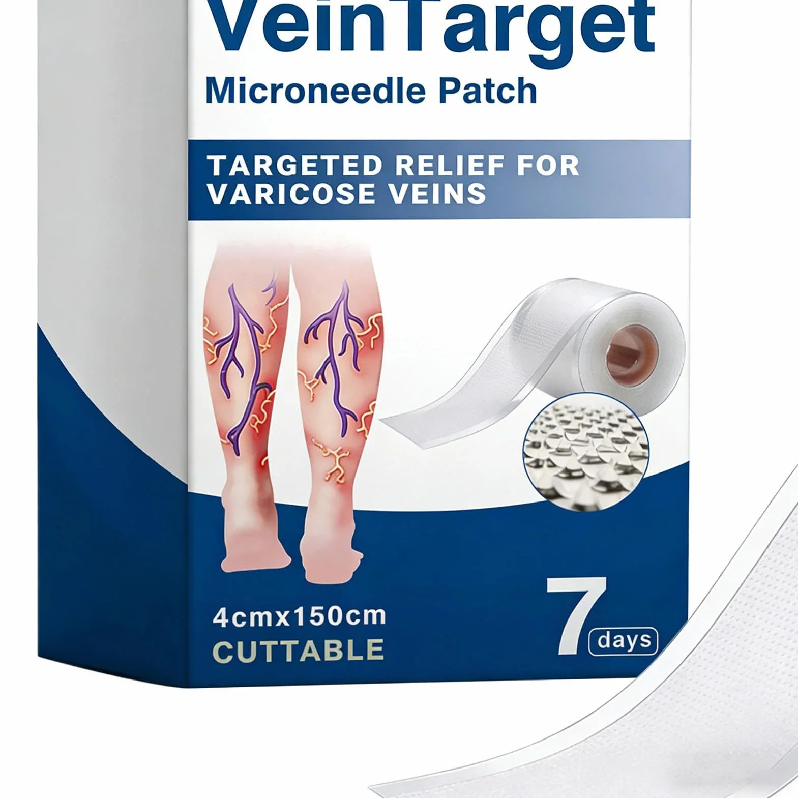 Cerotto con Microaghi per Vene Varicose, Trattamento Avanzato per Gambe, Traspirante Naturale