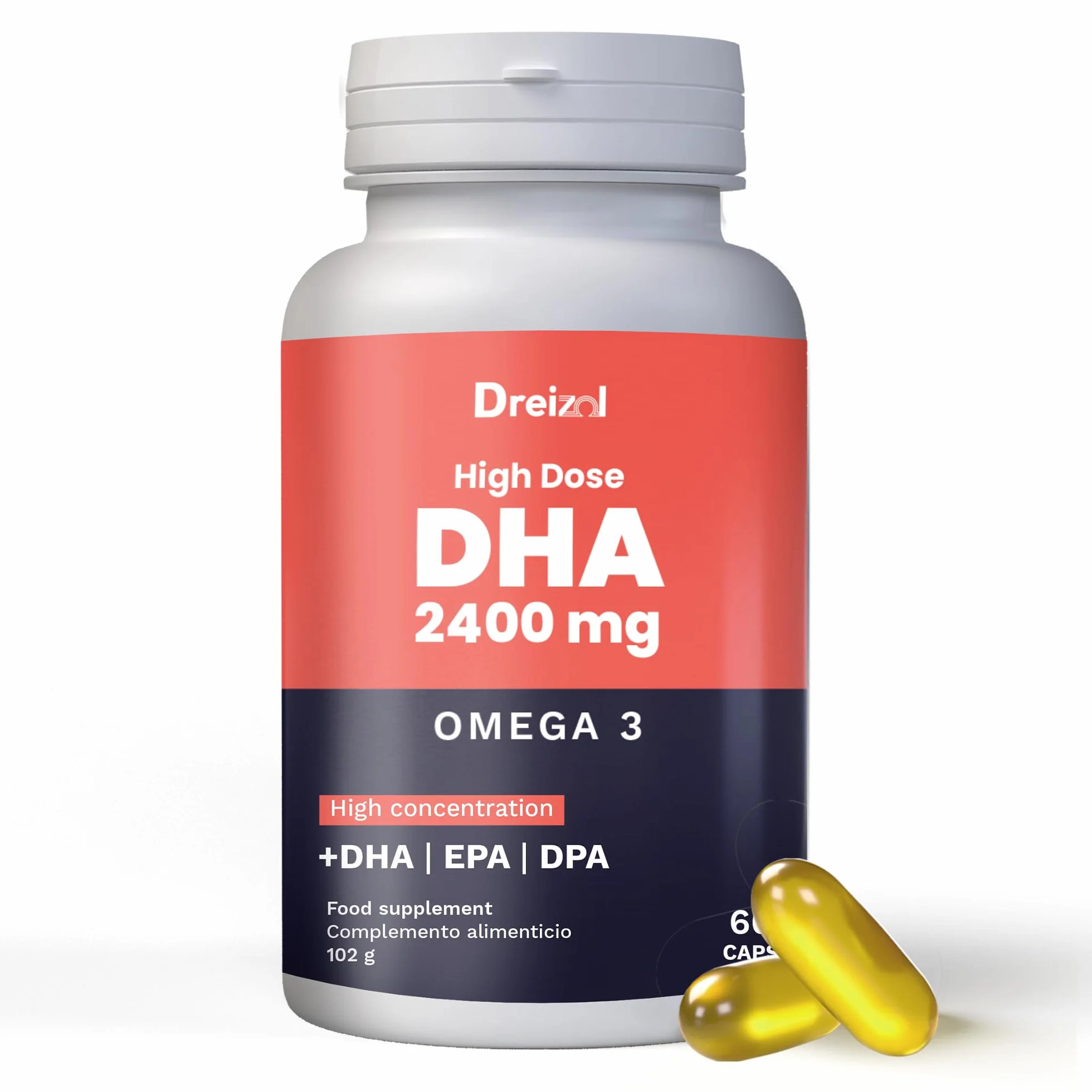 Brudy Lab Omega 3 2400 mg DHA High Dose Capsule – Olio di pesce concentrato 60 capsule