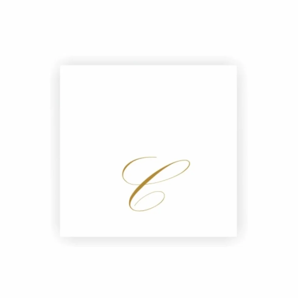 Tovaglioli di Carta Decorati Oro 25x25 cm 2 Veli Bianchi con Lettere e Scritte Oro Feste Anniversari
