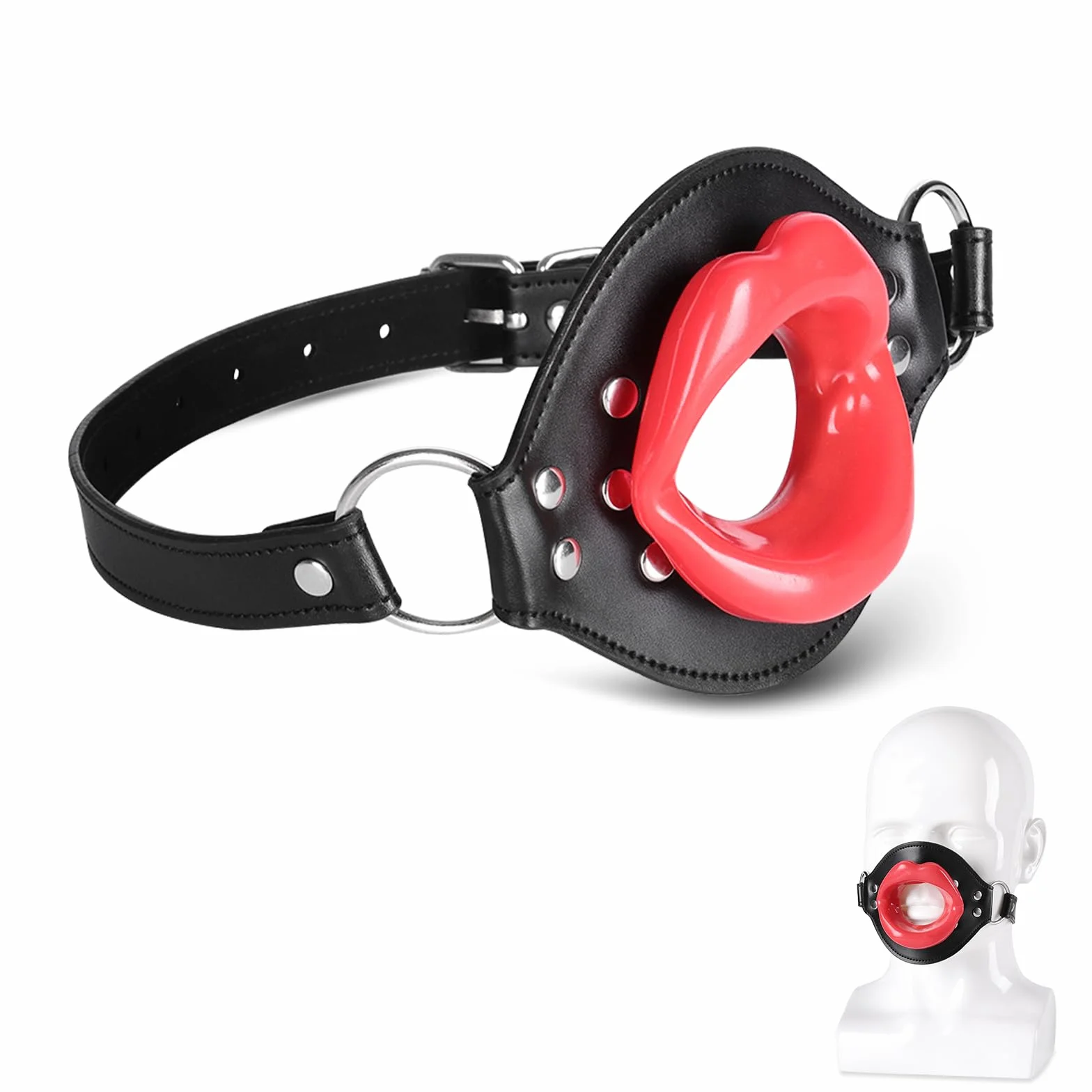 Silicone Ball Gag Big Mouth Gag con Cinghie di Cuoio Regolabili BDSM Sex Toy