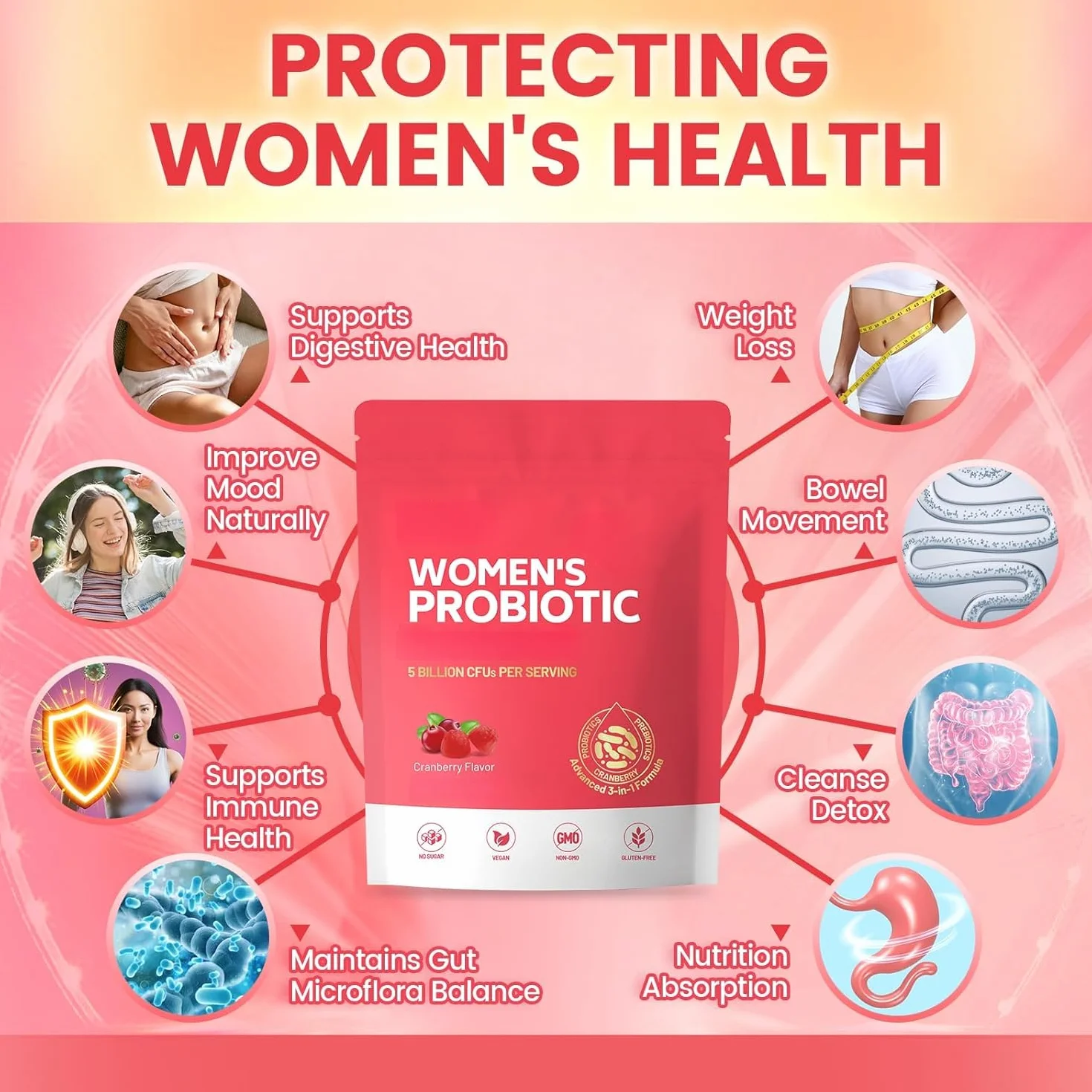 Probiotici vaginali per donne per odore corporeo e salute femminile – Vegano, Non OGM