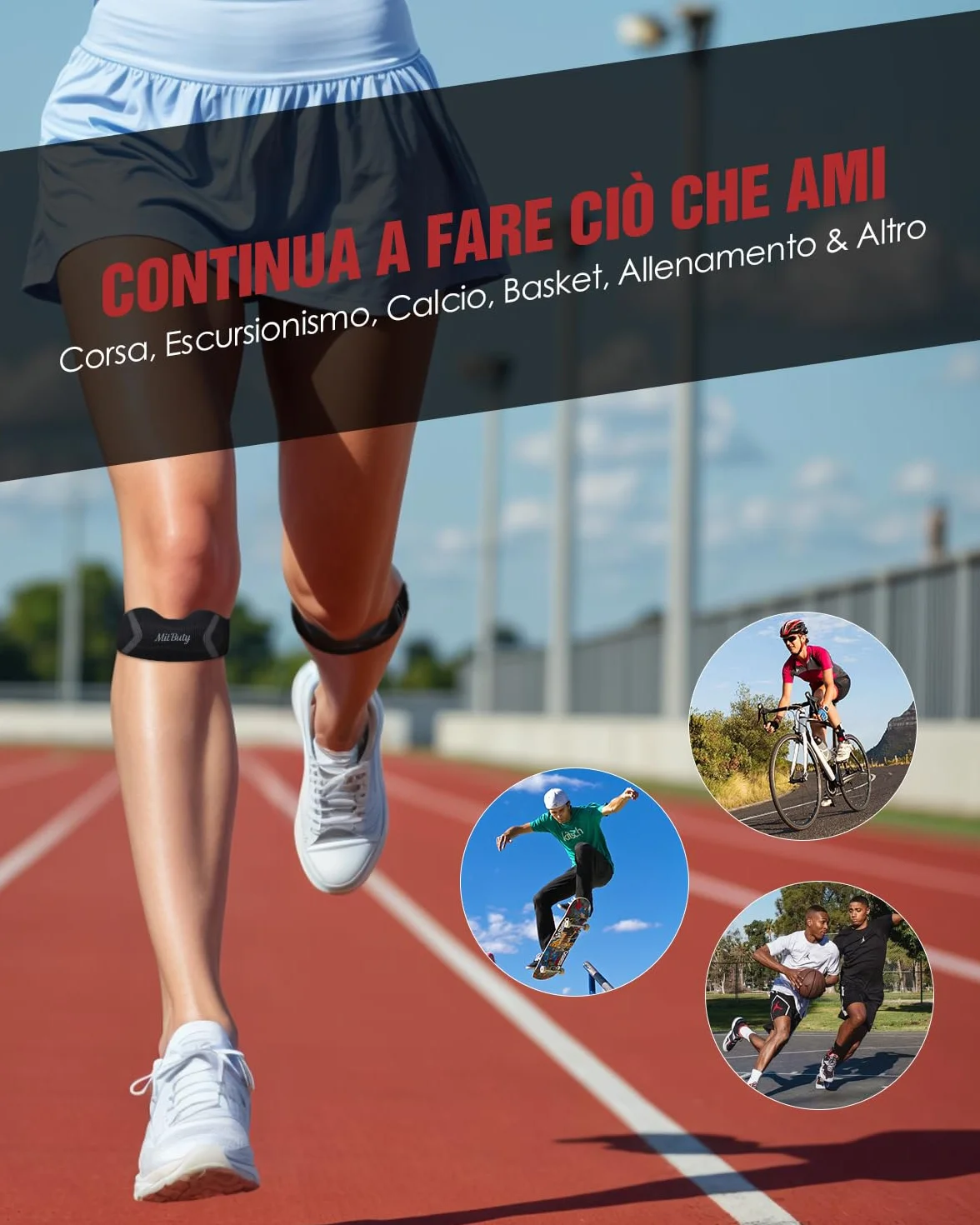 Tutore Tendine Rotuleo con Cuscinetto in Silicone (Set da 2) – Ginocchiera Ortopedica Regolabile per Corsa