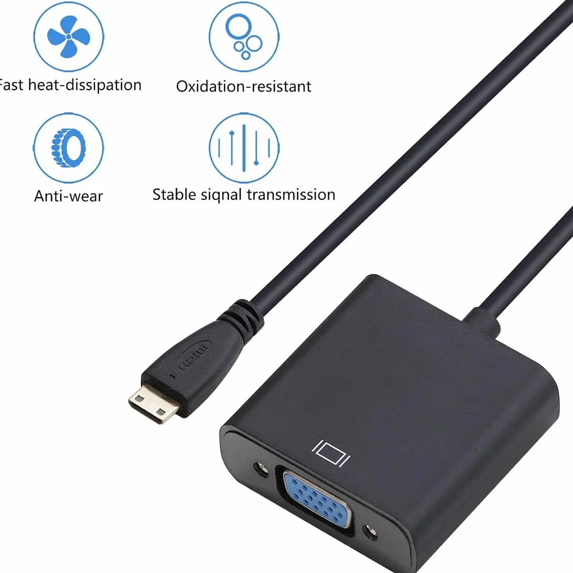 Micro HDMI a VGA Adattatore, Supporto 1080P, VGA Video Converter Adapter, HDCP, per Raspberry Pi 4B, PC, Mac, PS4, Projector