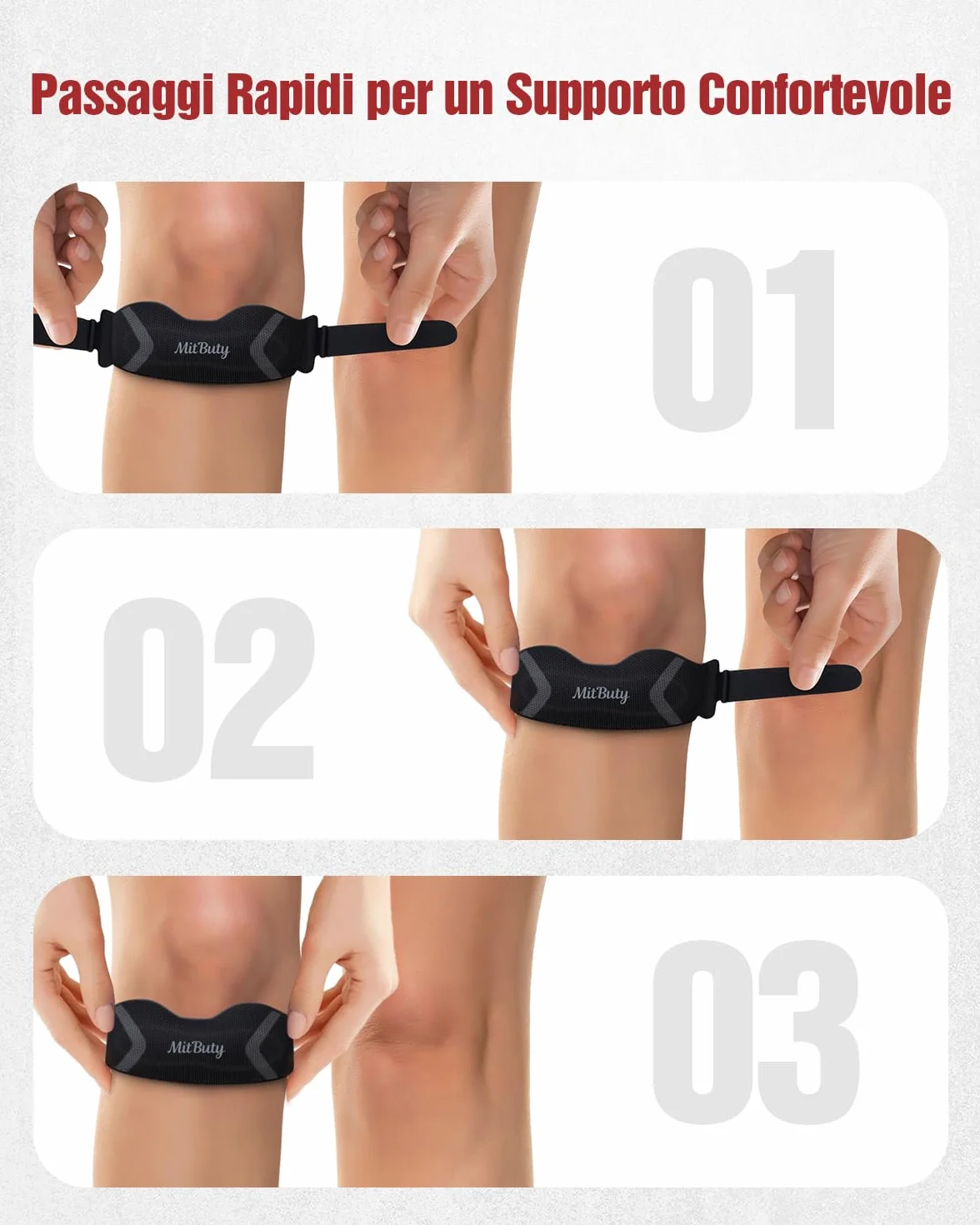 Tutore Tendine Rotuleo con Cuscinetto in Silicone (Set da 2) – Ginocchiera Ortopedica Regolabile per Corsa