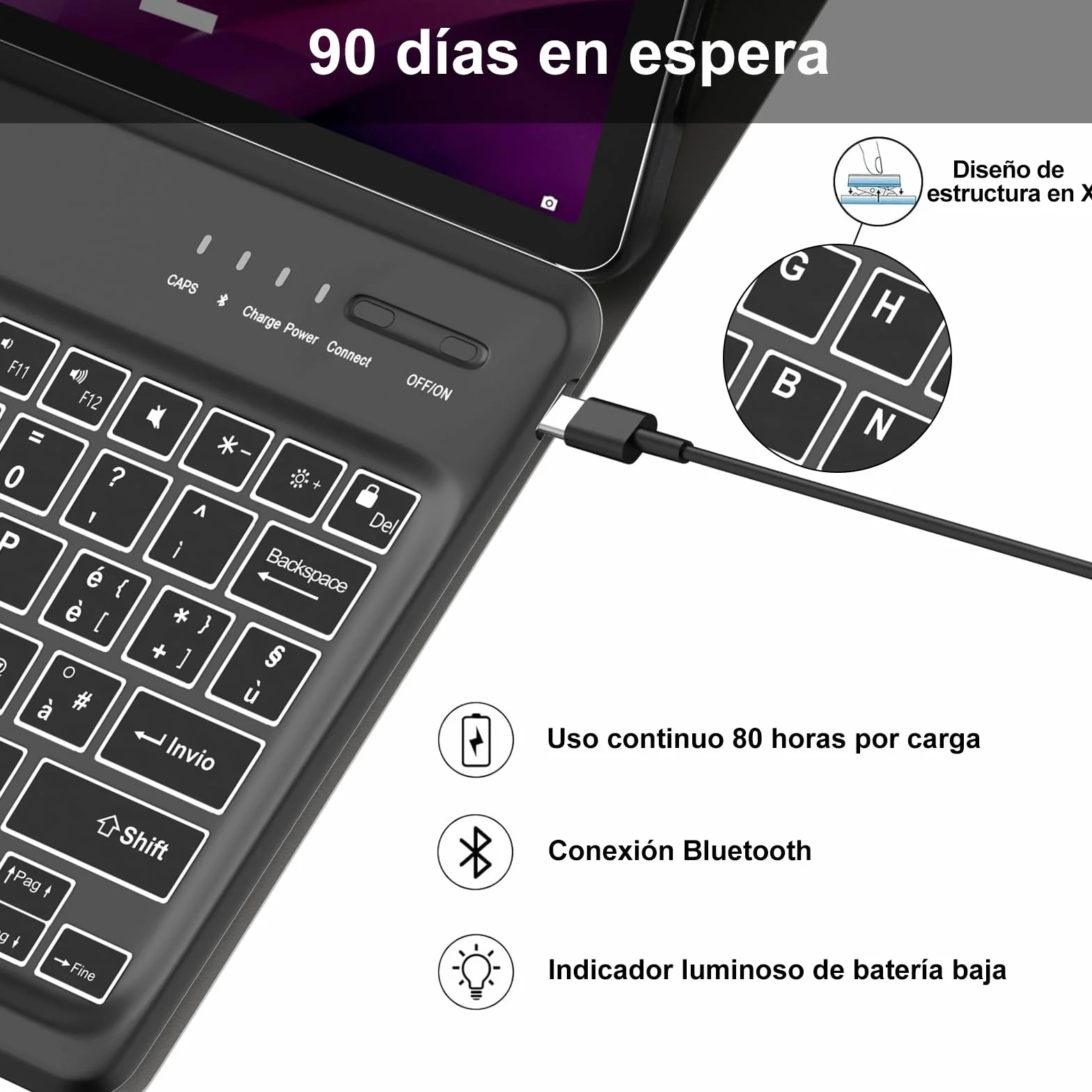 WINCHKING Custodia Tastiera per Lenovo Tab P12 12.7" 2023, Cover con Tastiera Italiano Magnetica Retroilluminata Bluetooth per Lenovo P12 Tablet 12.7 pollici (TB370FU), Nero