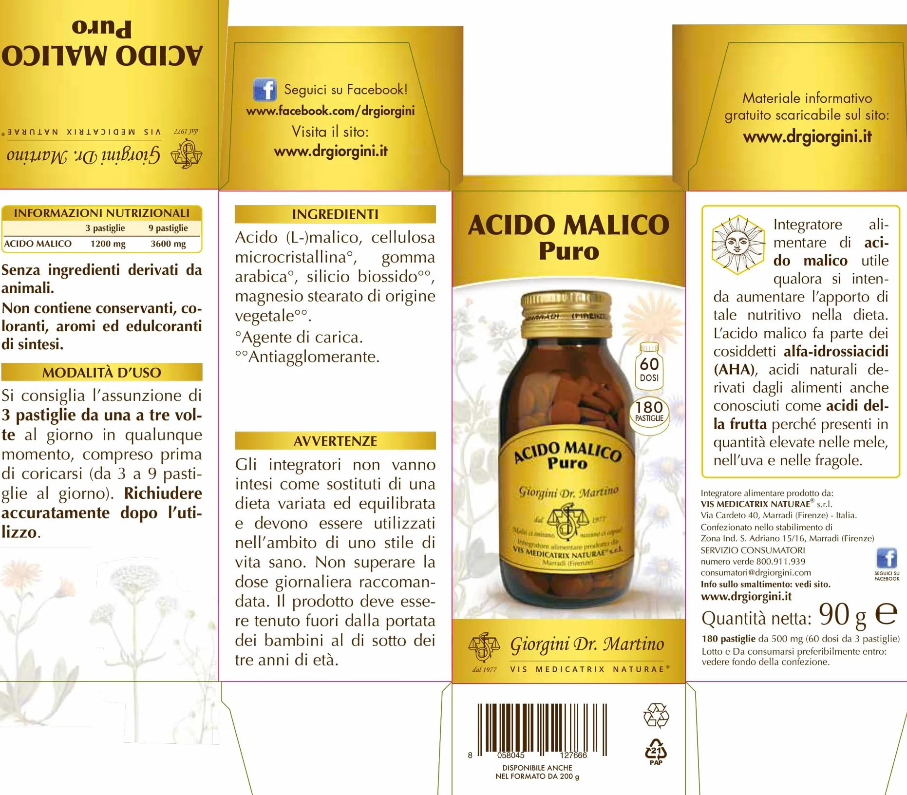 ACIDO MALICO Puro Pastiglie 90 g