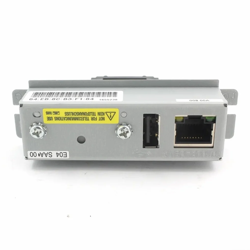Il modulo Ethernet C32C881008 per il server di stampa UBE04 supporta la connettività 10Base T/100Base TX per le stampanti della serie TM