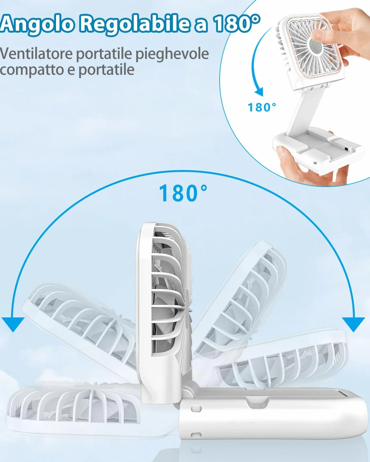 Ventilatore Portatile a Batteria 4000mAh, Mini Ventilatore a Mano Pieghevole con Aroma e Supporto Telefono, Display LED e 3 Velocità, Autonomia 8 Ore, per Viaggio, Mezzi Pubblici e Amanti Profumi