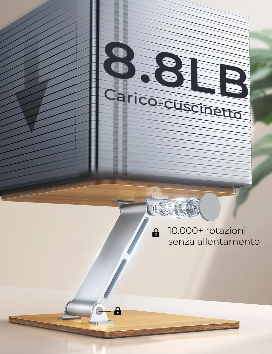 CIRYCASE Supporto PC Portatile Legno/Alluminio, Ergonomico Scrivania Supporto Laptop Stand Regolabile in Altezza, Rialzo PC Portatile Pieghevole, Laptop Stand B27 dvd per MacBook/HP 10-16" Notebook