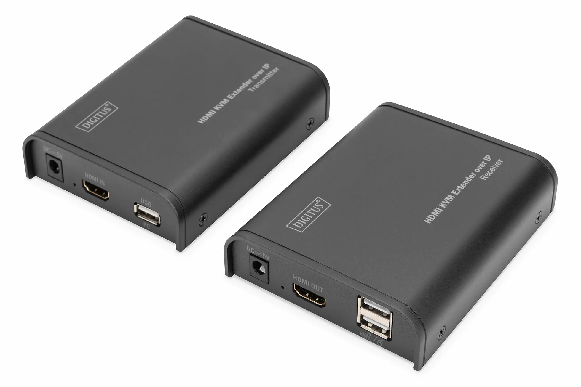 DIGITUS DS-55202 Estensore KVM HDMI - Full HD 1080p 60 Hz - 120 m via cavo LAN / illimitato via Ethernet (abilitato IP) - Set: Trasmettitore e ricevitore - HDMI 1.3 e HDCP 1.2