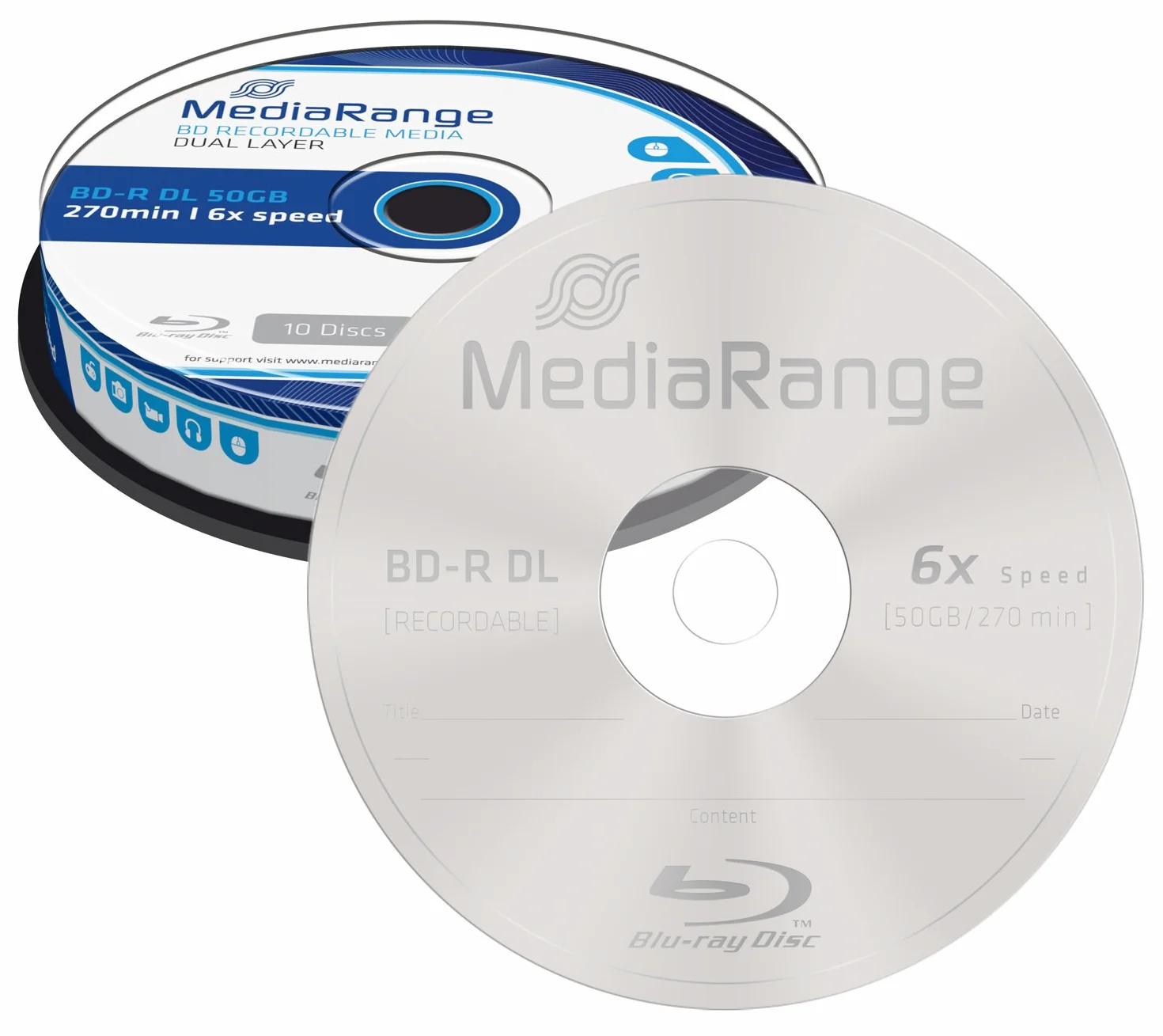 MediaRange MR507 - Blu-ray Disc BD-R DL 50GB, confezione da 10