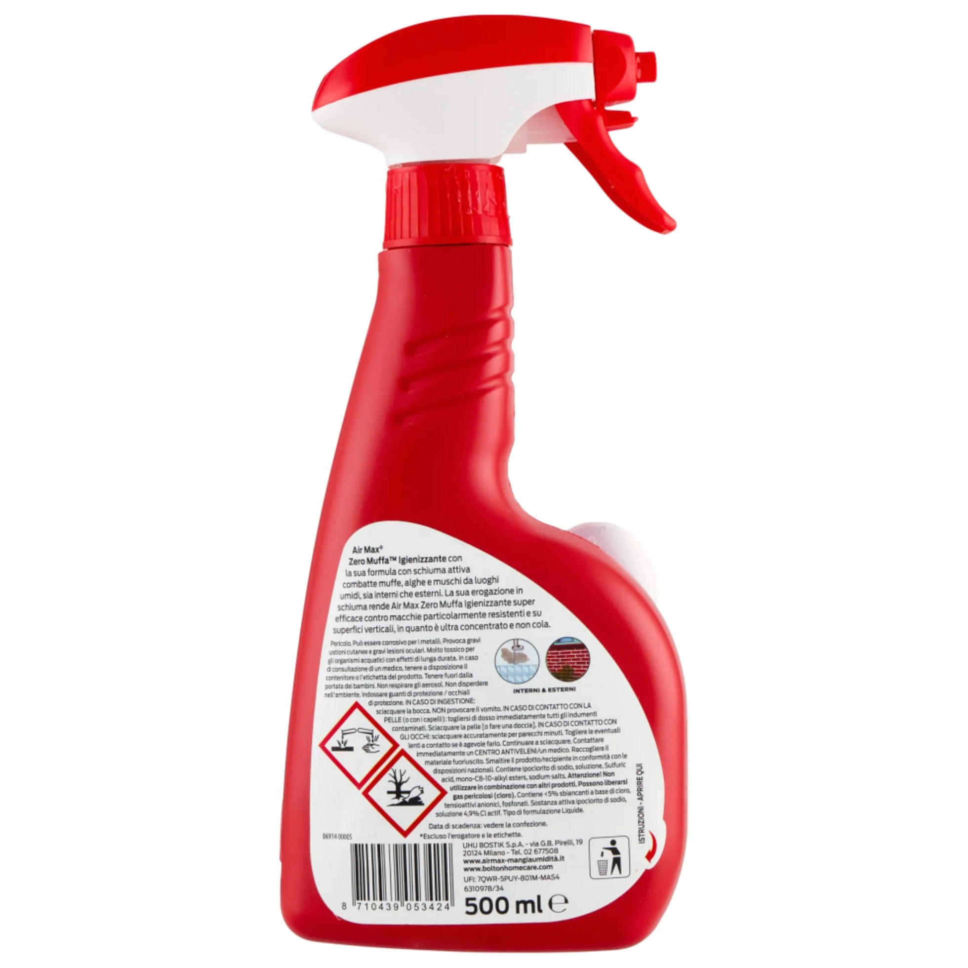 A. Max Zero Muffa Igienizzante 500ml + Panno Lattice 30x30, Efficace su Muffe Alghe Muschi