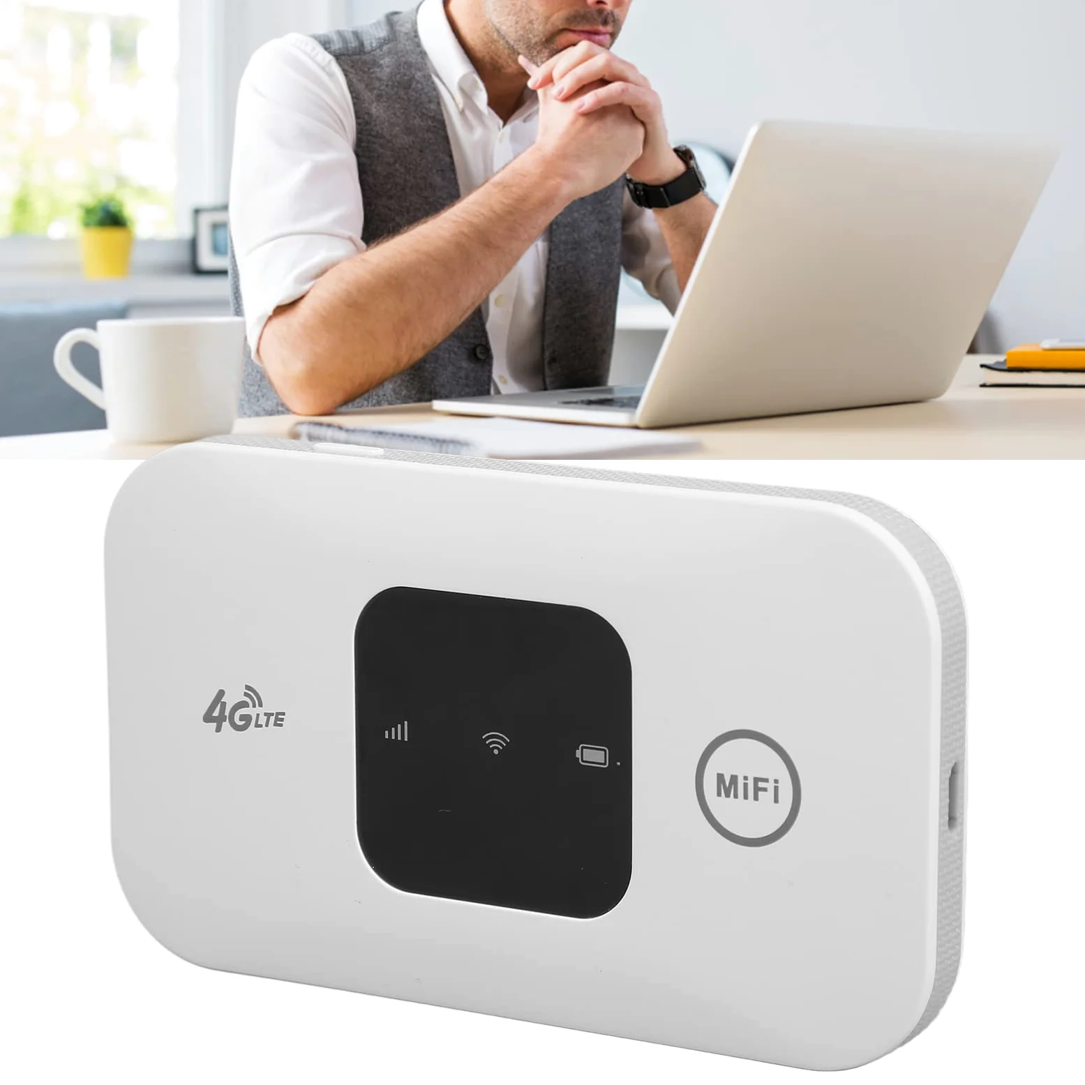 Pavv Router di Rete Wireless, Hotspot Internet 4G LTE Tascabile con Slot per Scheda SIM, Display a LED, 2100 mAh, 10 utenti collegati, dongle Modem WiFi per Telefono Computer Portatile