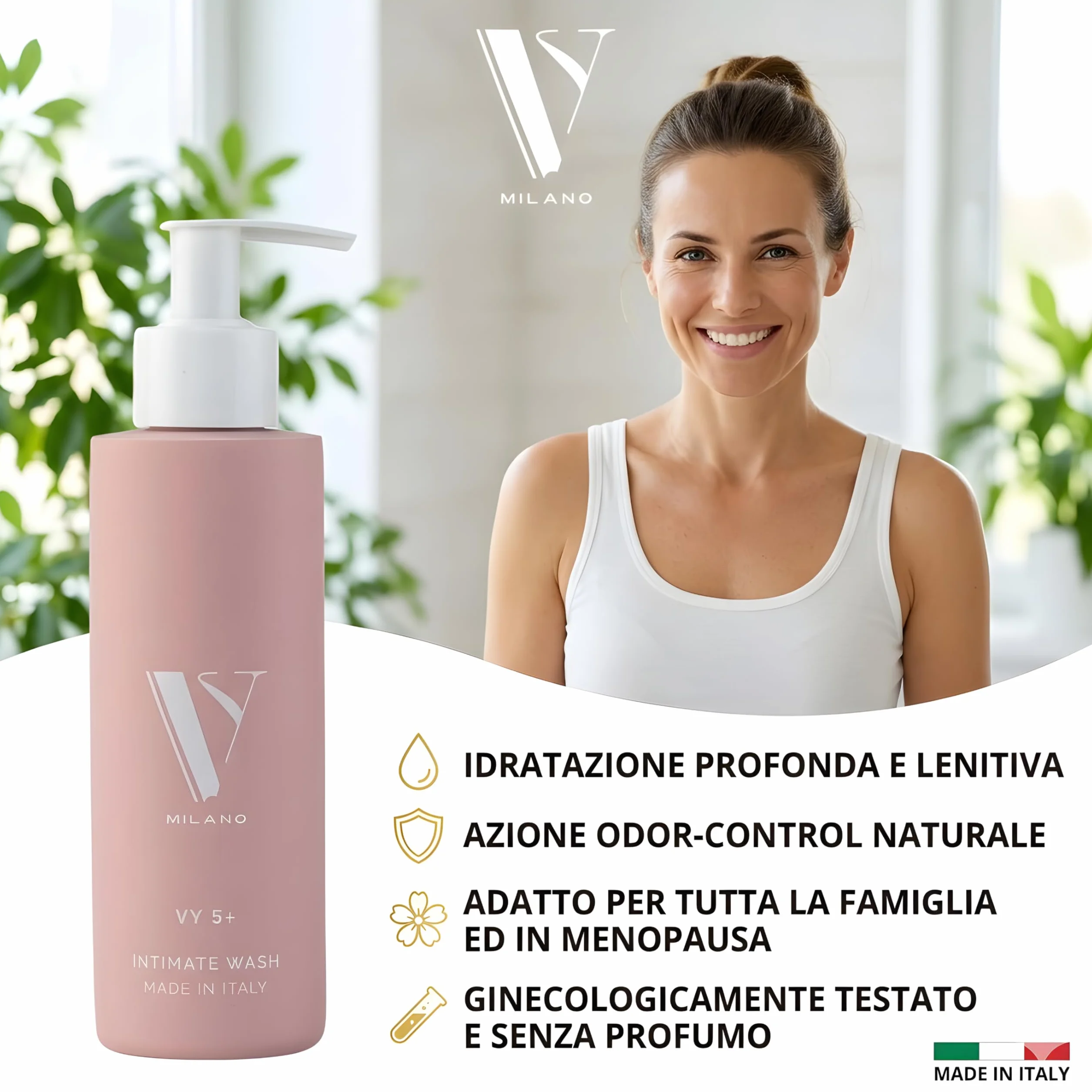 Detergente Intimo Quotidiano 200ml pH 5.5 Prebiotici Odor Control Gel Idratante Lenitivo Senza Profumo Pelli Sensibili