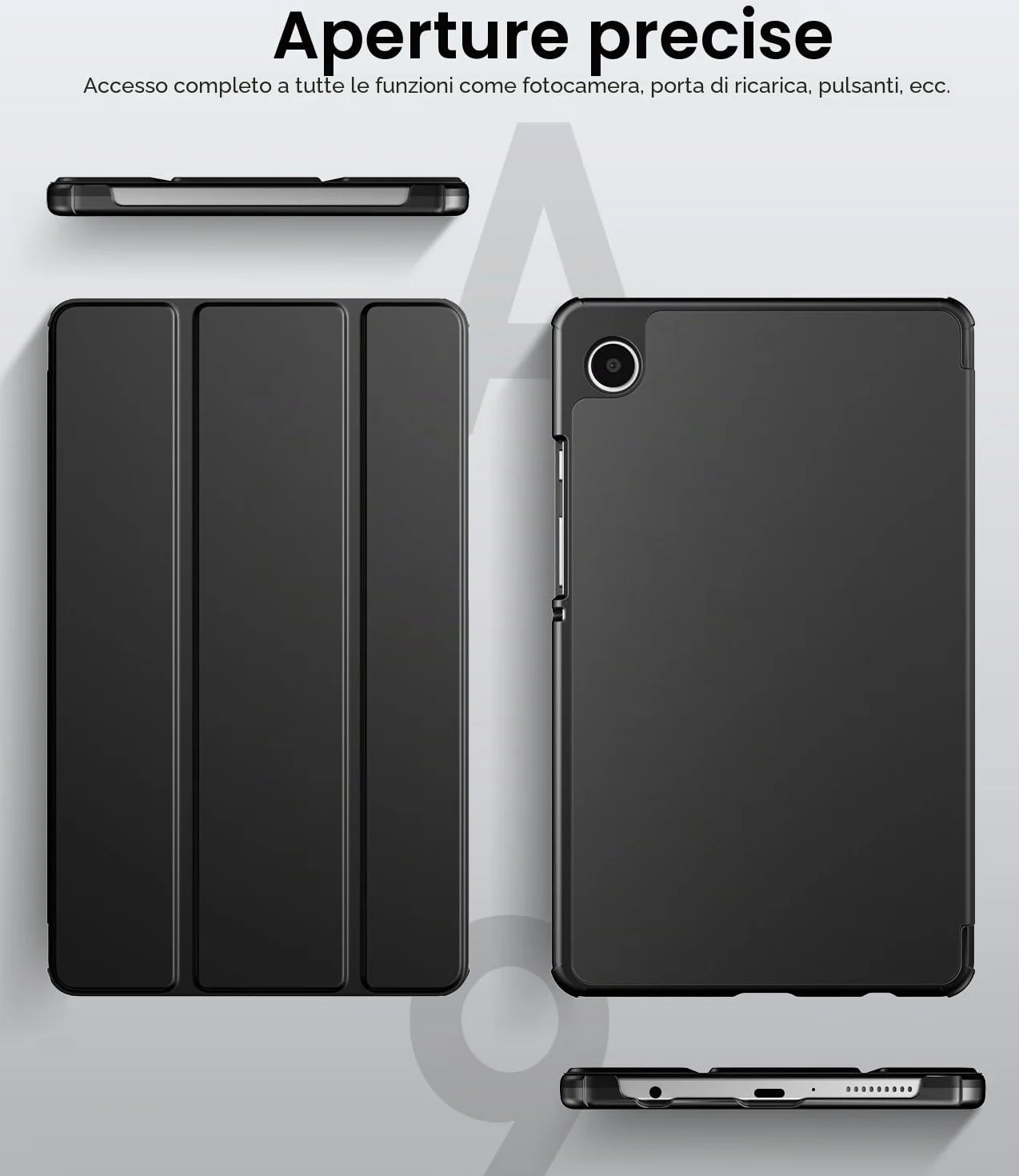 TiMOVO Cover Protettiva Samsung Galaxy Tab A11/A9 8,7 Pollici 2025/2023, Guscio Posteriore Rigido, Nero