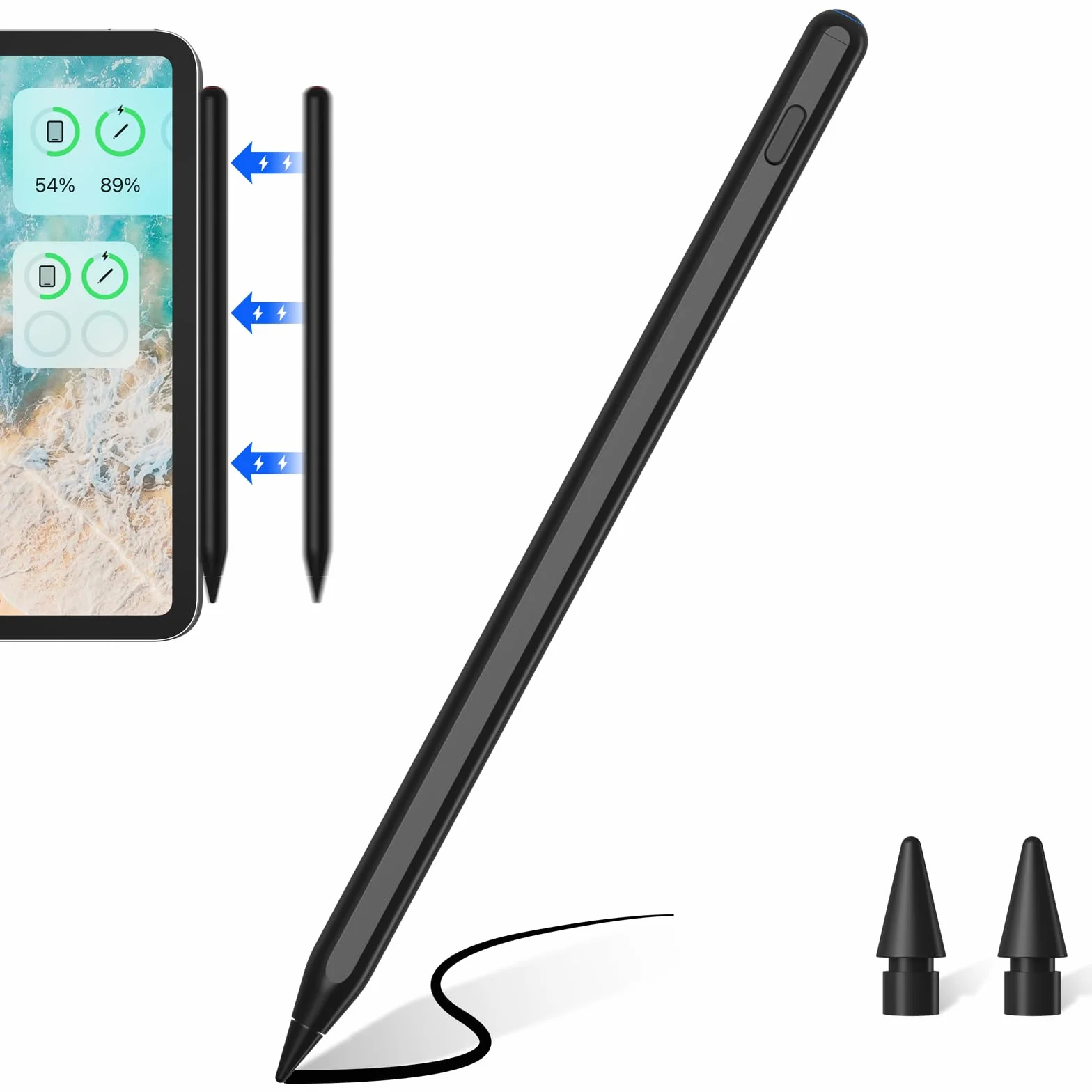 Metapen Penna A11 per Apple iPad 2018-2025,Pencil per ipad Compatibile con iPad 11 A16/10/9/8/7,Air 5/4/3/M2/M3,Pro 12.9/11/13''M4,Mini 5/6,2X Ricarica Rapida&0,1 mm Precisione Pixel,Rifiuto del Palmo