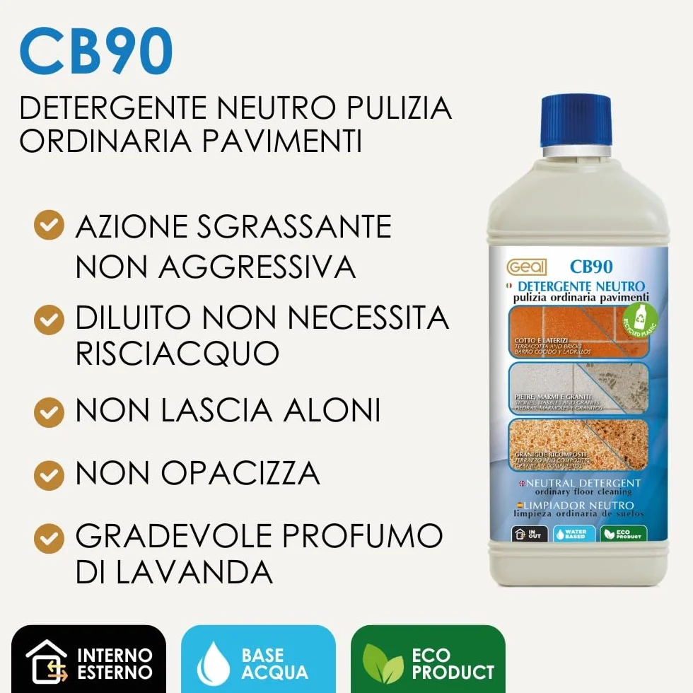 GEAL CB90 Detergente Neutro per Marmo Pietra Cotto 1L