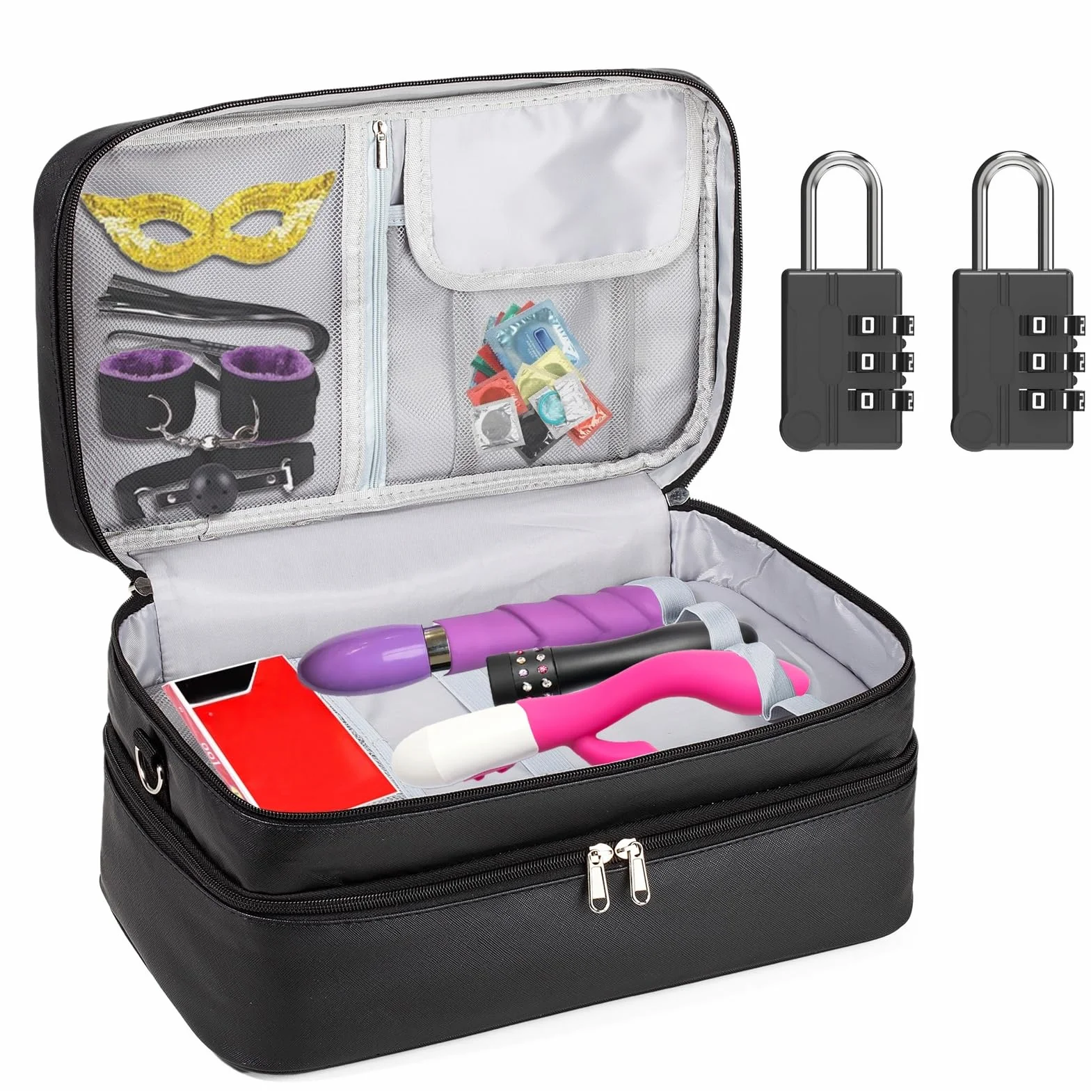 Borsa Portaoggetti Chiudibile per Sex Toys – Organizer a 2 Scomparti con Serrature a Combinazione