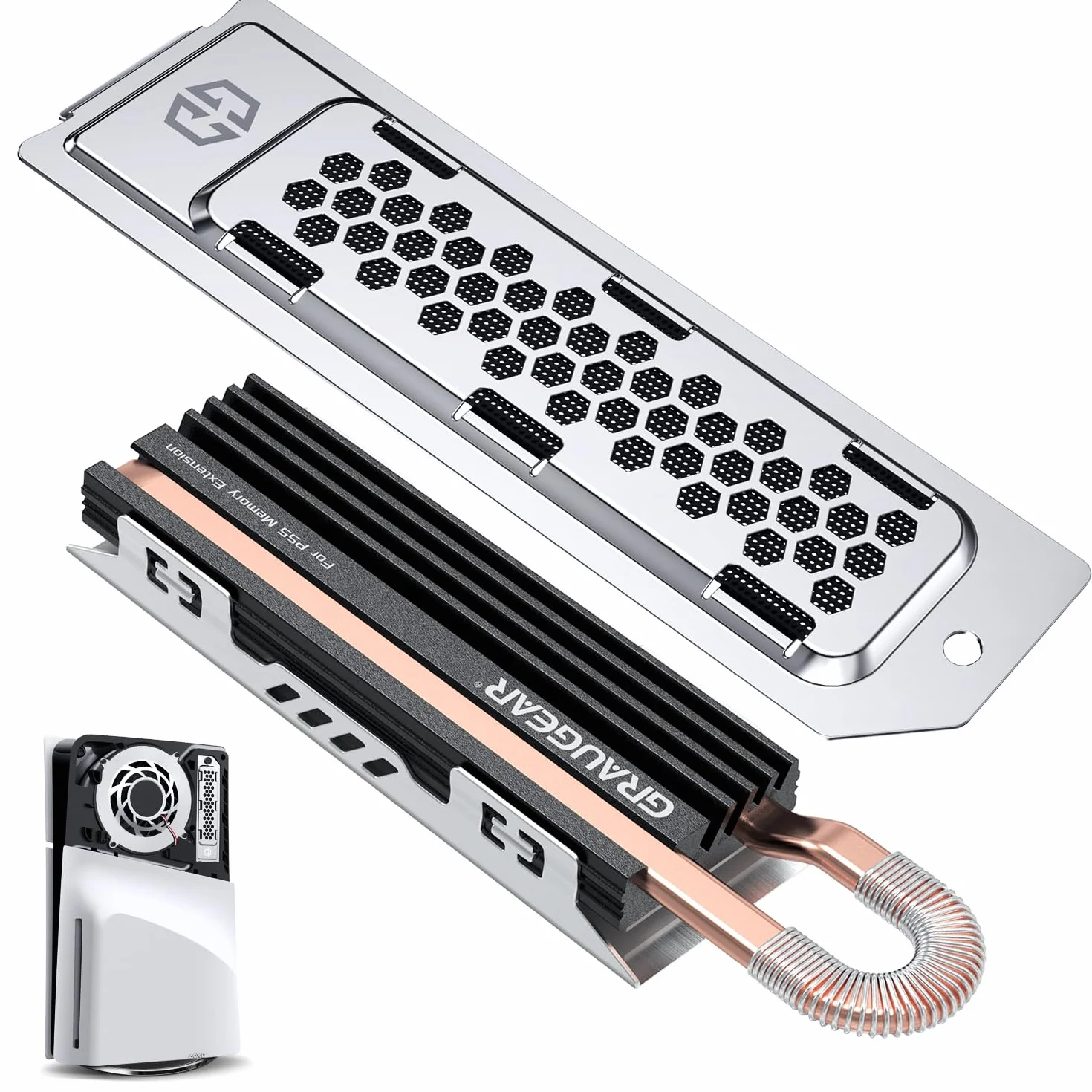 GRAUGEAR HeatPipe - Dissipatore di calore per M.2 NVMe SSD (2280), PS5 Pro, PS5 Slim, per PlayStation, con copertura antipolvere