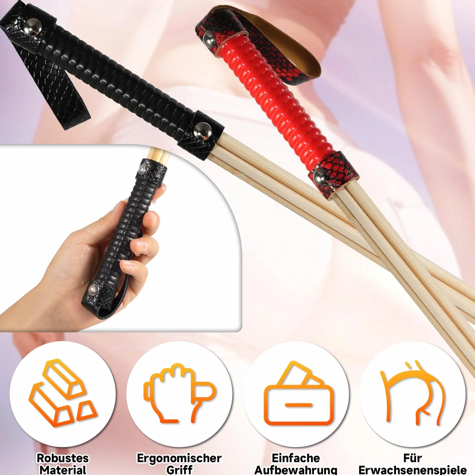 Frusta Bondage in Pelle Flogger Adulti Accessori Giocattoli Sessuali Coppie (Black)