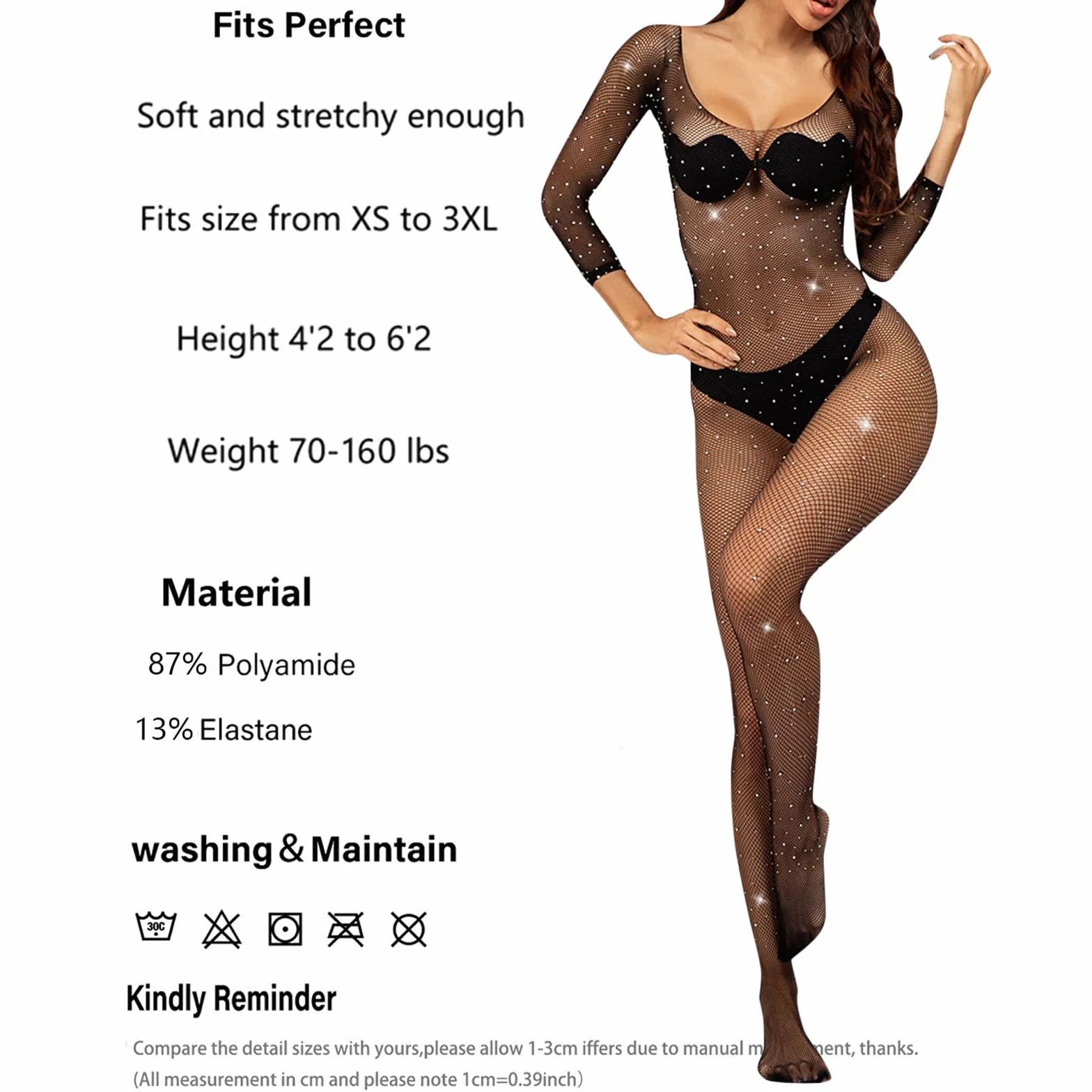 Nidddiv Bodystocking Lingerie a rete da donna in nylon Plus Size 5XL