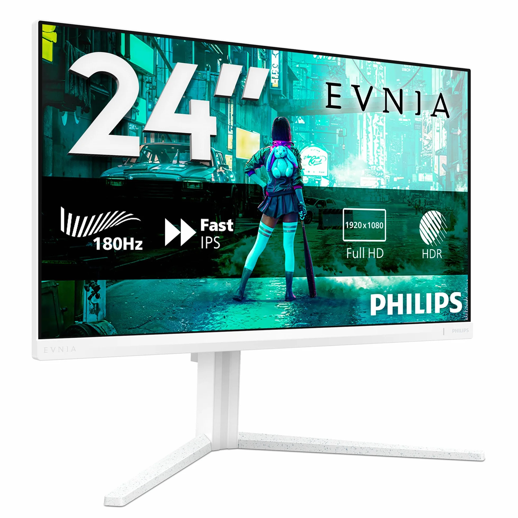 Philips Gaming Monitor 24M2N3201A 23.8 pollici, 1920x1080, FHD, 180Hz, Fast IPS Panel, 0.5ms MPRT, Speakers, Height Adjustment (HDMI2x 2.0 DP 1x 1.4) Adaptive Sync, HDR10, G-Sync Comp., Bianco