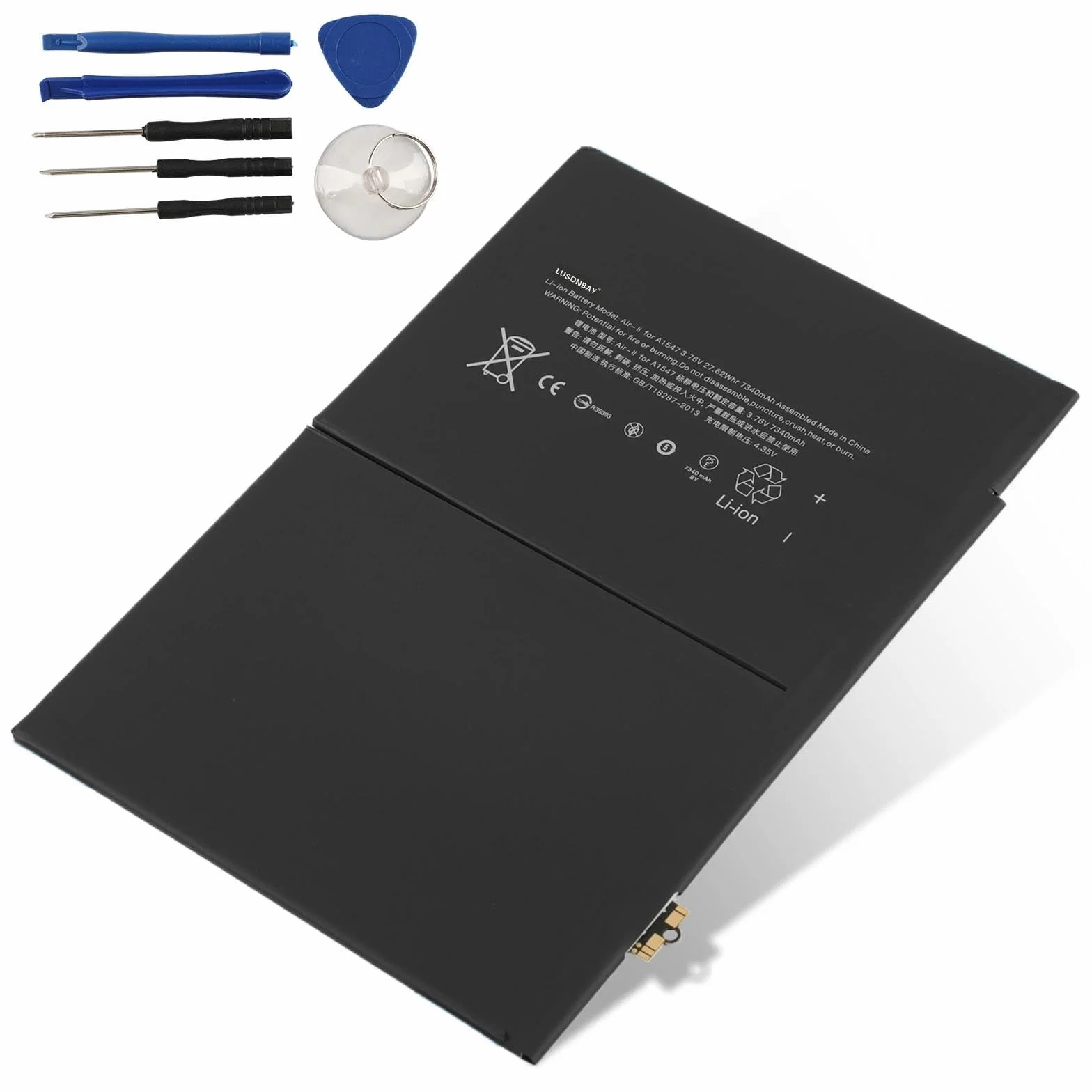 A1547 Batteria di ricambio ai polimeri di litio compatibile con Apple iPad 6 iPad Air 2 iPad Air 2 WiFi A1547 A1566 A1567 MGKL2LL/A MGL12LL/A 3,76V 27,62Wh/7340mAh