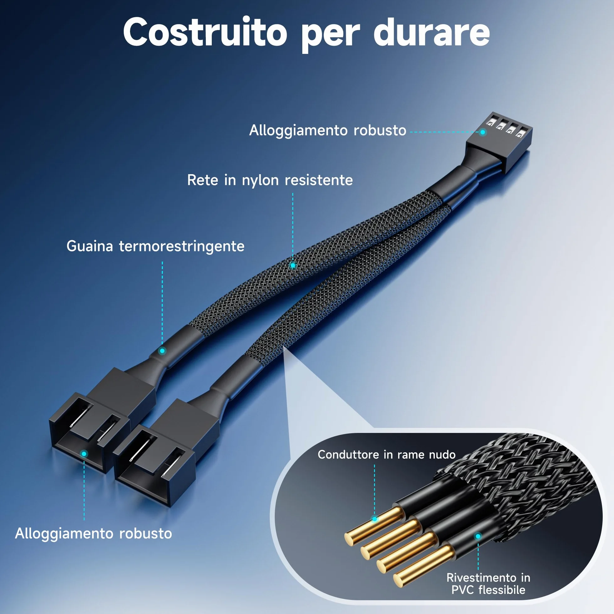 Cable Matters Pacco da 2 Cavo di Ventola Splitter 4 Pin 1 a 2 PWM – 10cm