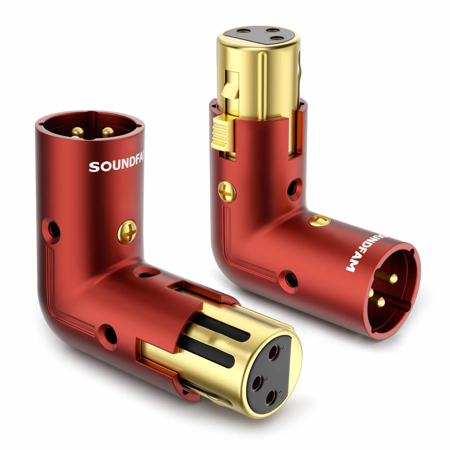 Adattatore XLR a 90 Gradi per Cavo Microfono con Angolo Regolabile, Connettori XLR Maschio a Femmina Professionali Placcati Oro, Confezione da 2 Pezzi
