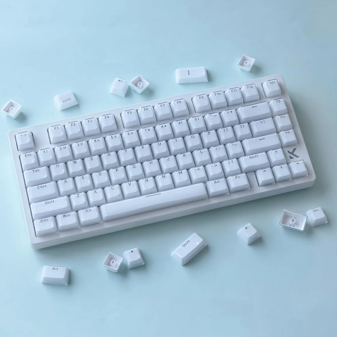 JakeTsai Crystal Jelly Keycaps, PBT Keycap 134 Keys OEM Profile Double Shot White Translucent Custom Keycaps for Cherry MX Switch Mechanical Keyboard