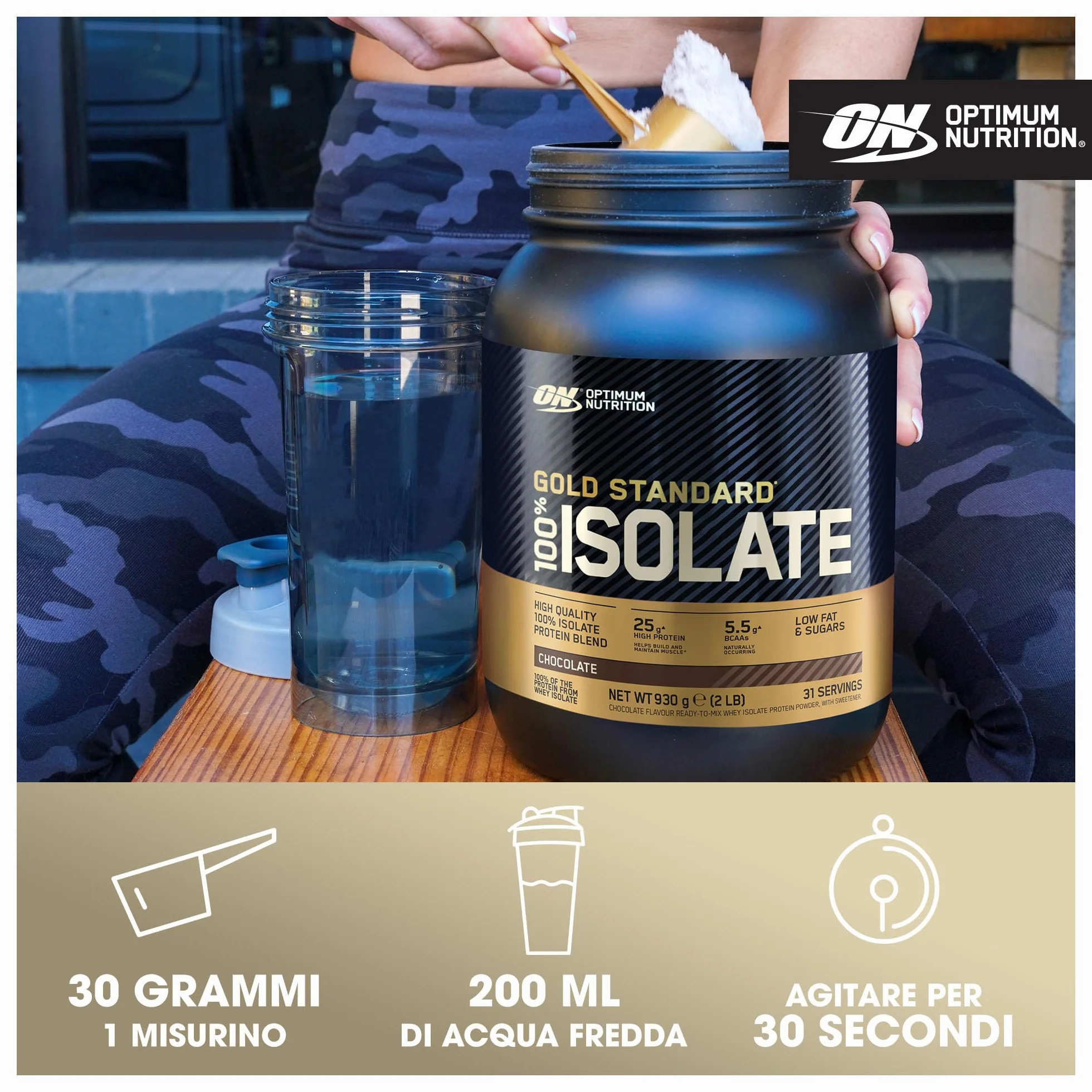 Optimum Nutrition Gold Standard 100% Whey Proteine Isolate Cioccolato 930g
