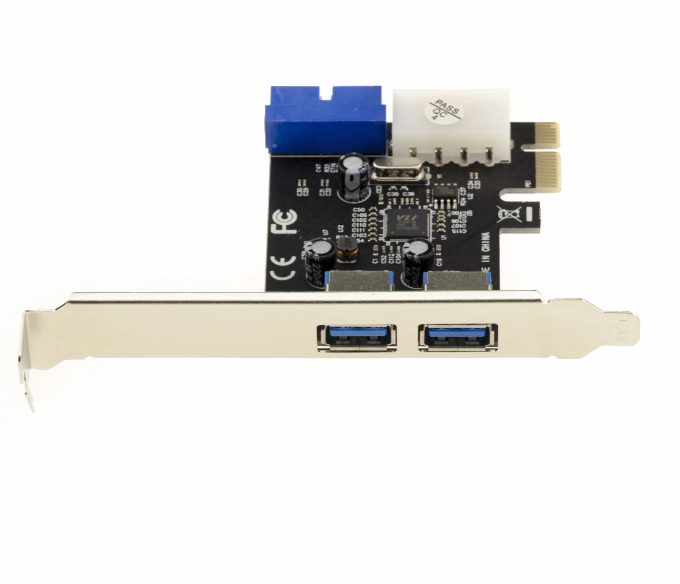 KALEA-INFORMATIQUE Scheda controller da PCIe a USB 3.0 a 4 porte 5G: 2 esterne e 2 interne (connettore USB3 a 19 punti). con chipset Via VLI VL805.