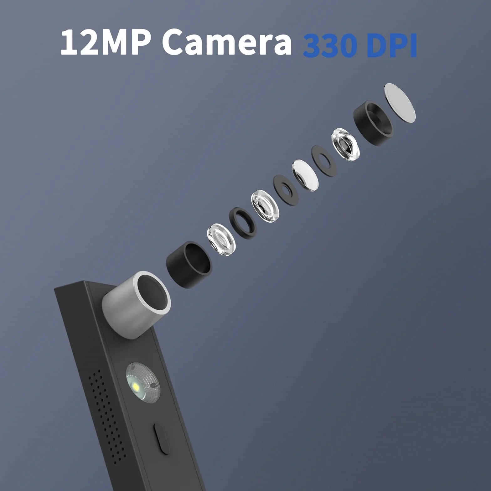 CZUR Lens 12 MP USB-Scanner Mobile per Documenti, Webcam + Scanner Pieghevole 2-in-1, Alta Risoluzione, Scansione Fino a A4, Multilingue OCR per Windows e macOS (Lens 1200)