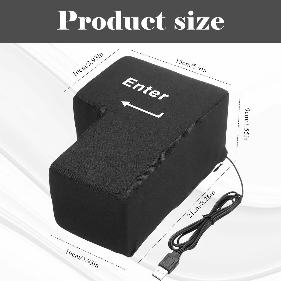 Big Enter Button Tasto Invio per colpire, cuscino per scoregge, tasto anti-stress cuscino con cavo USB per uffici, case private e viaggi d'affari