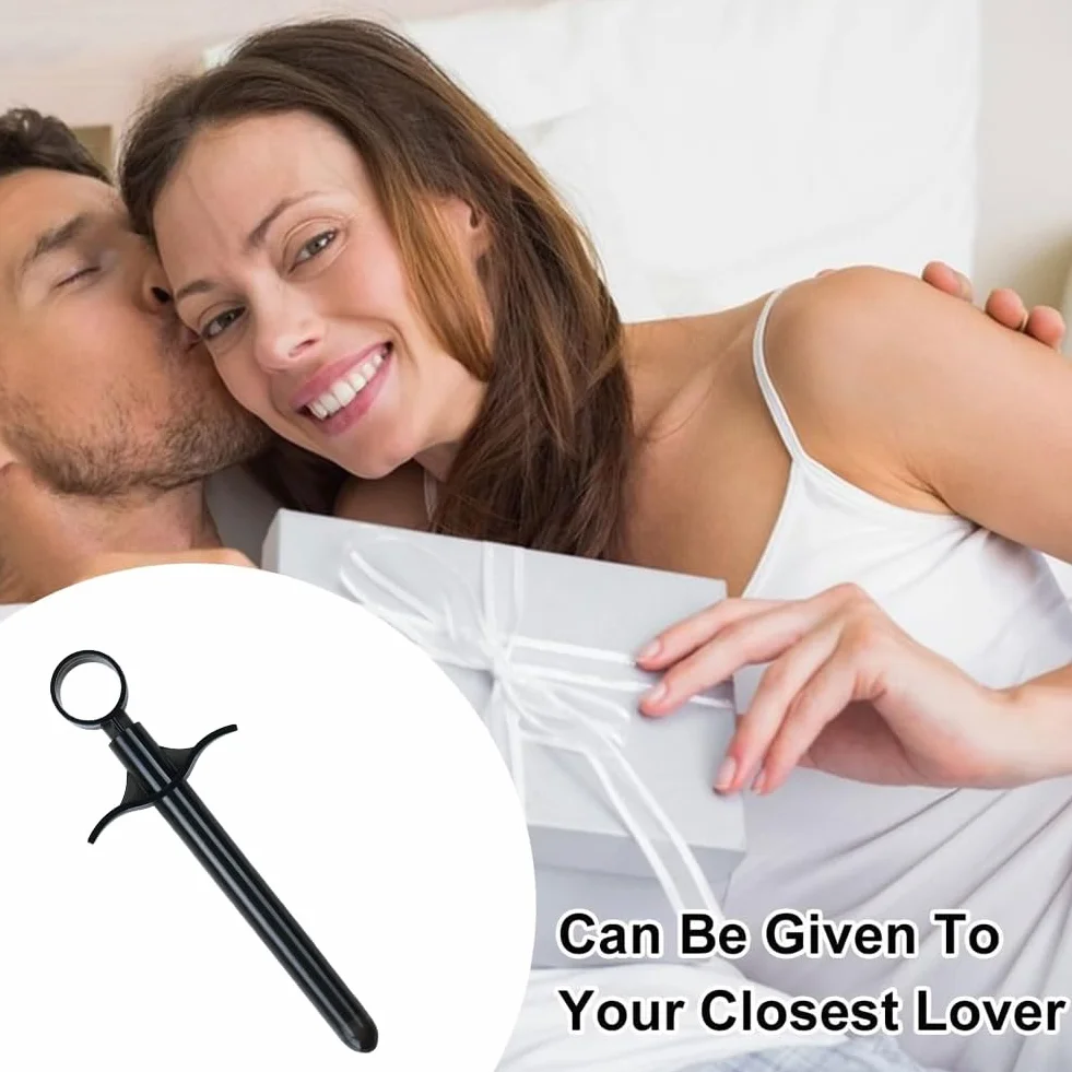 Siringa Lubrificante Riutilizzabile Applicatore Portatile Vaginale con Anello di Trazione e Presa per le Dita Nero
