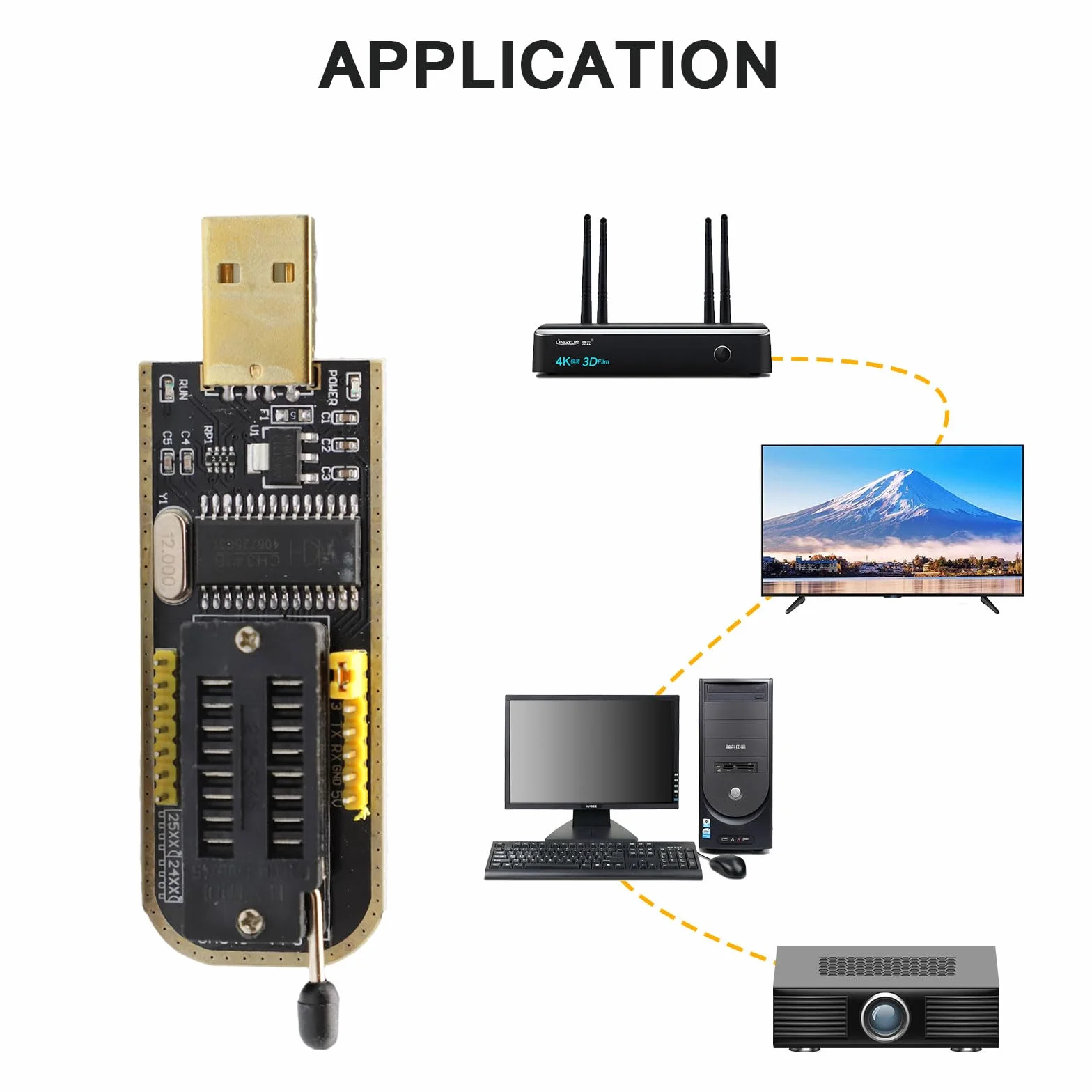 SOIC8 SOP8 Test Clip per EEPROM 25CXX / 24CXX, Programmatore USB BIOS CH341A + Adattatore da 1,8 V per 24 Serie 25 Flash