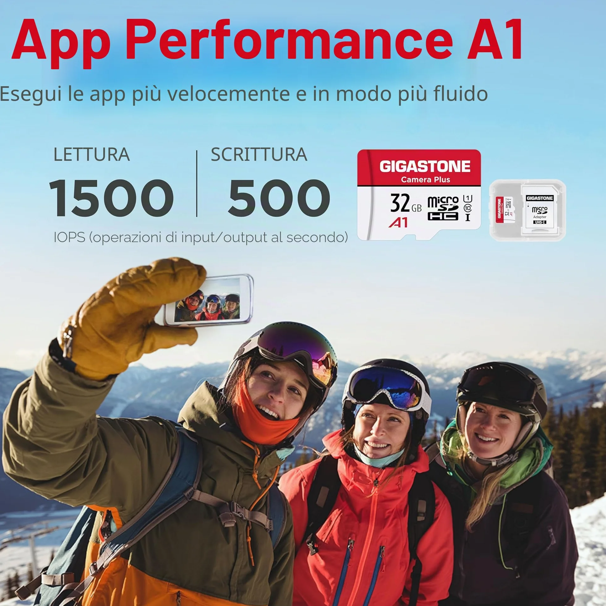 GIGASTONE Micro SD 32 GB, Camera Plus Serie, Set da 5, A1 U1 C10 UHS-1, Per GoPro Fotocamera Videocamera, Velocità Fino a 90/20 MB/Sec(R/W), con Adattatore Scheda SD