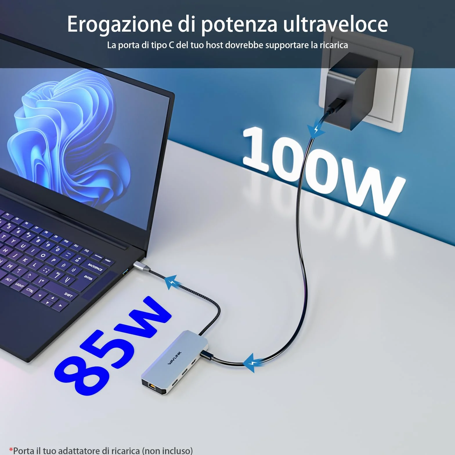 WAVLINK Stazione docking per computer portatili, Displayport Docking Station con doppio DP, HDMI, 100W PD IN, 10Gbps USB A/C, porta Ethernet 2.5G per Dell/HP/Lenovo ecc, solo computer Windows Systerm