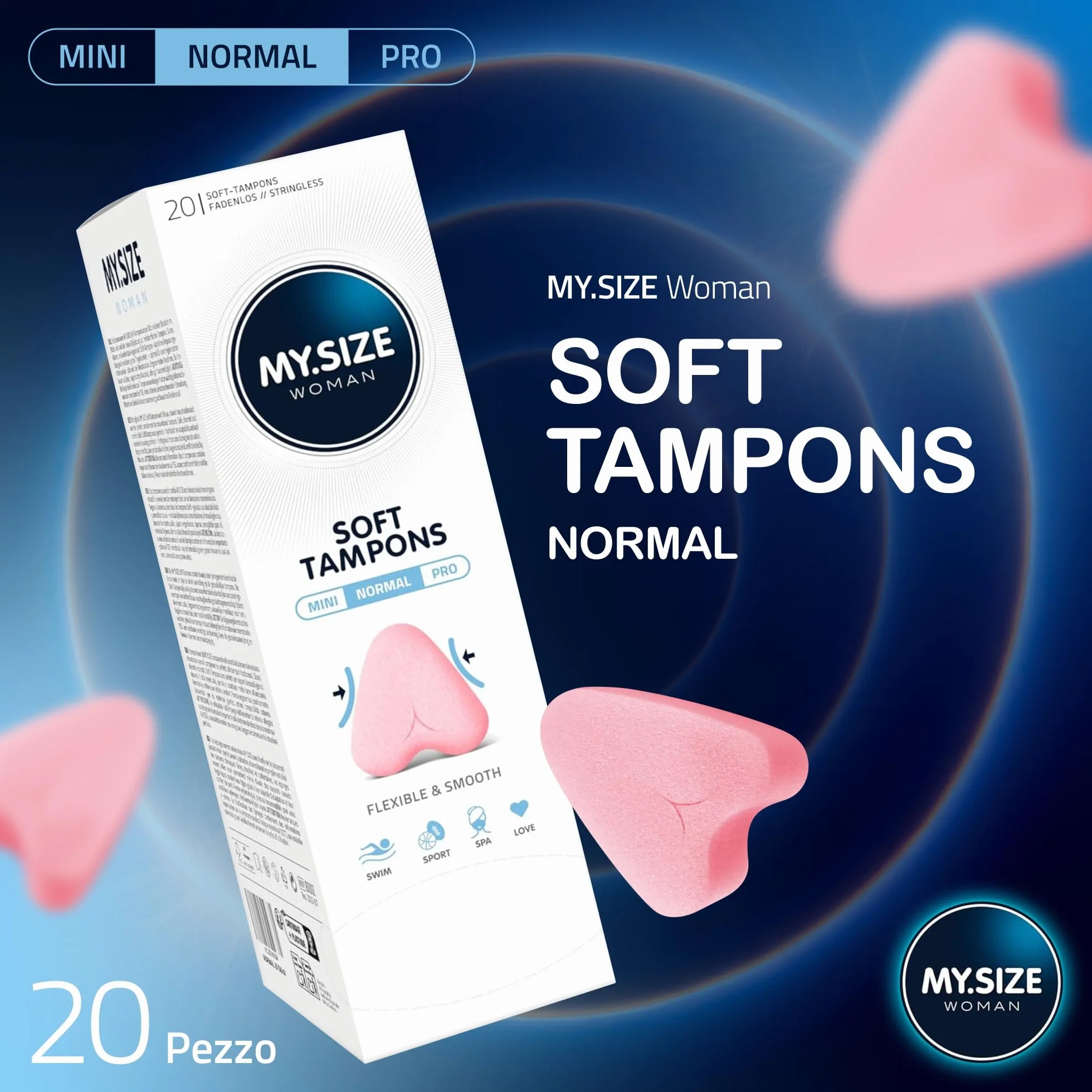 MY.SIZE Woman Soft Tampons NORMAL 20 pezzi tamponi senza filo
