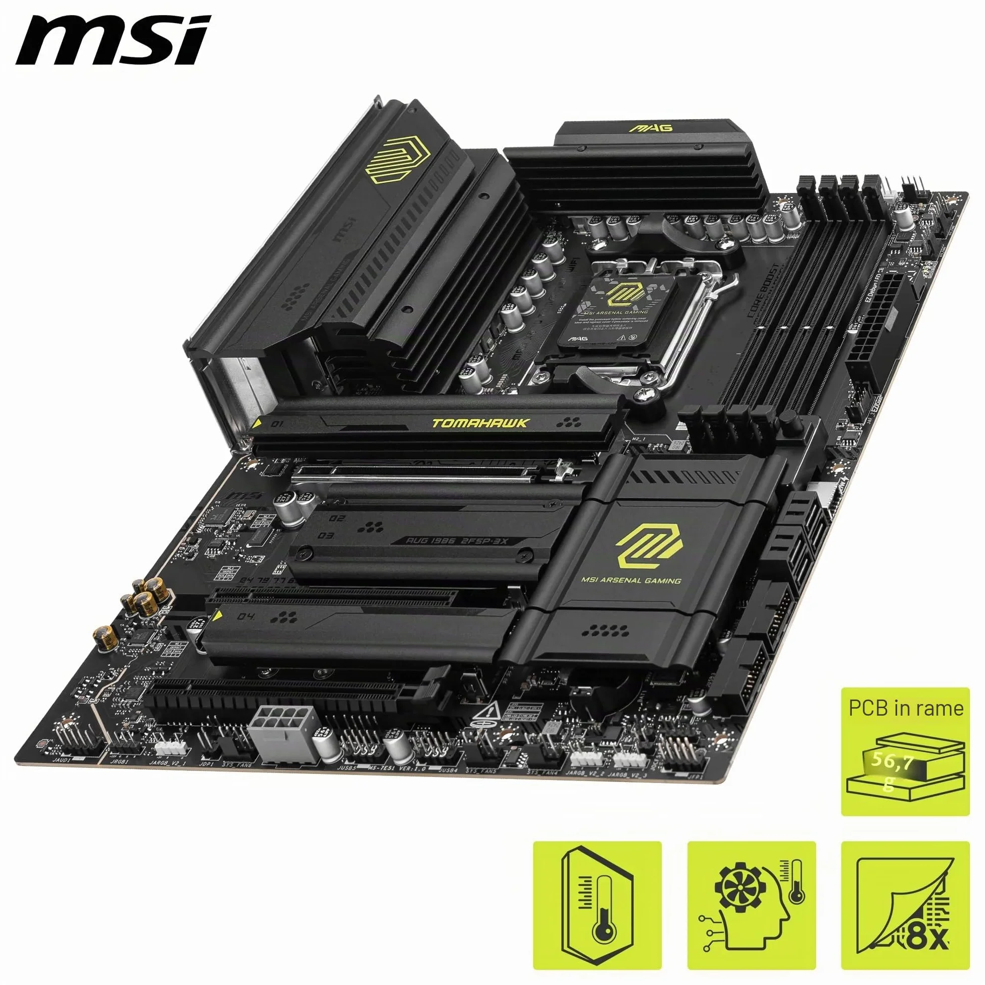 MSI MAG X870 TOMAHAWK WIFI, scheda madre ATX - Supporta i processori AMD Ryzen serie 9000/8000 / 7000, AM5 - VRM 80A SPS, Memory Boost DDR5 8400+MT/s (OC), PCIe 5.0 x16 e 4.0 x16, M.2 Gen5, Wi-Fi 7