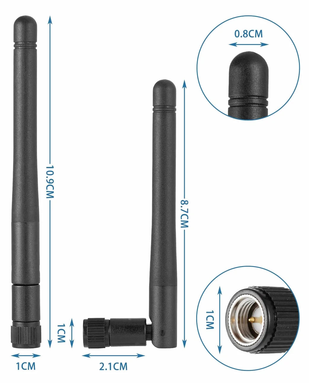 Vecys 2PCS Doppio Banda WiFi Antenna 2.4GHz 5GHz 5.8GHz Antenna 1.5dBi MIMO SMA Maschio Antenna per Router WiFi Scheda LAN Wireless PCIe Scheda Router Monitor Videosorveglianza