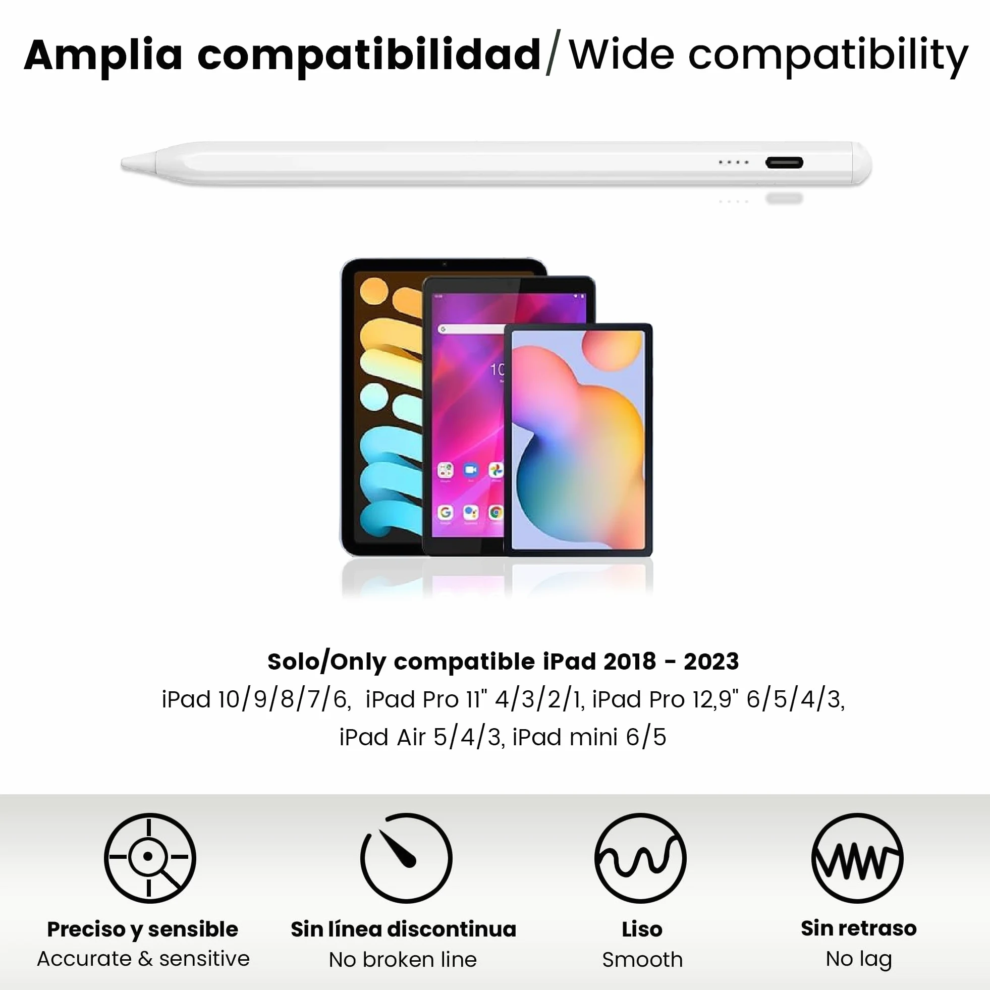 4-Ok Penna per Tablet, Stylus Pencil Compatibile con iPad 10/9/8/7/6, iPad Pro 11"/12.9", Air 3/4/5, Mini 5/6. Penna grafica con rilevazione, inclinazione, rifiuto di palmo e adsorbimento magnetico
