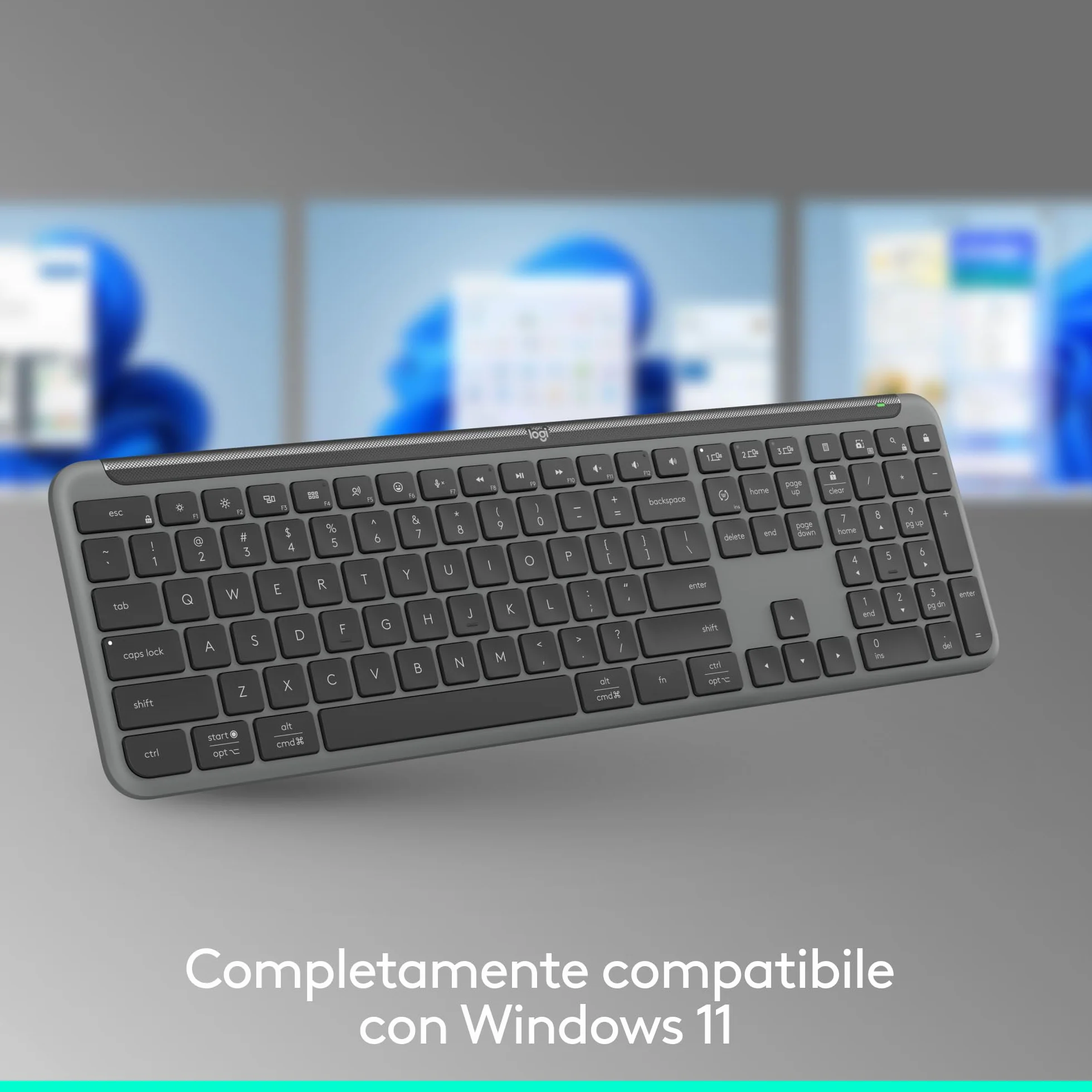 Logitech MK950 Signature Slim wireless tastiera e mouse Kit con di digitazione silenziosi, switch tra tre dispositivi, Bluetooth, più sistemi operativi, Windows, Mac, Layout Italiano QWERTY, Grafite
