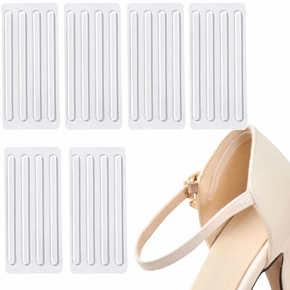 Erioctry, nastro adesivo in silicone sottile e trasparente per tallone, 6 fogli (24 pezzi)
