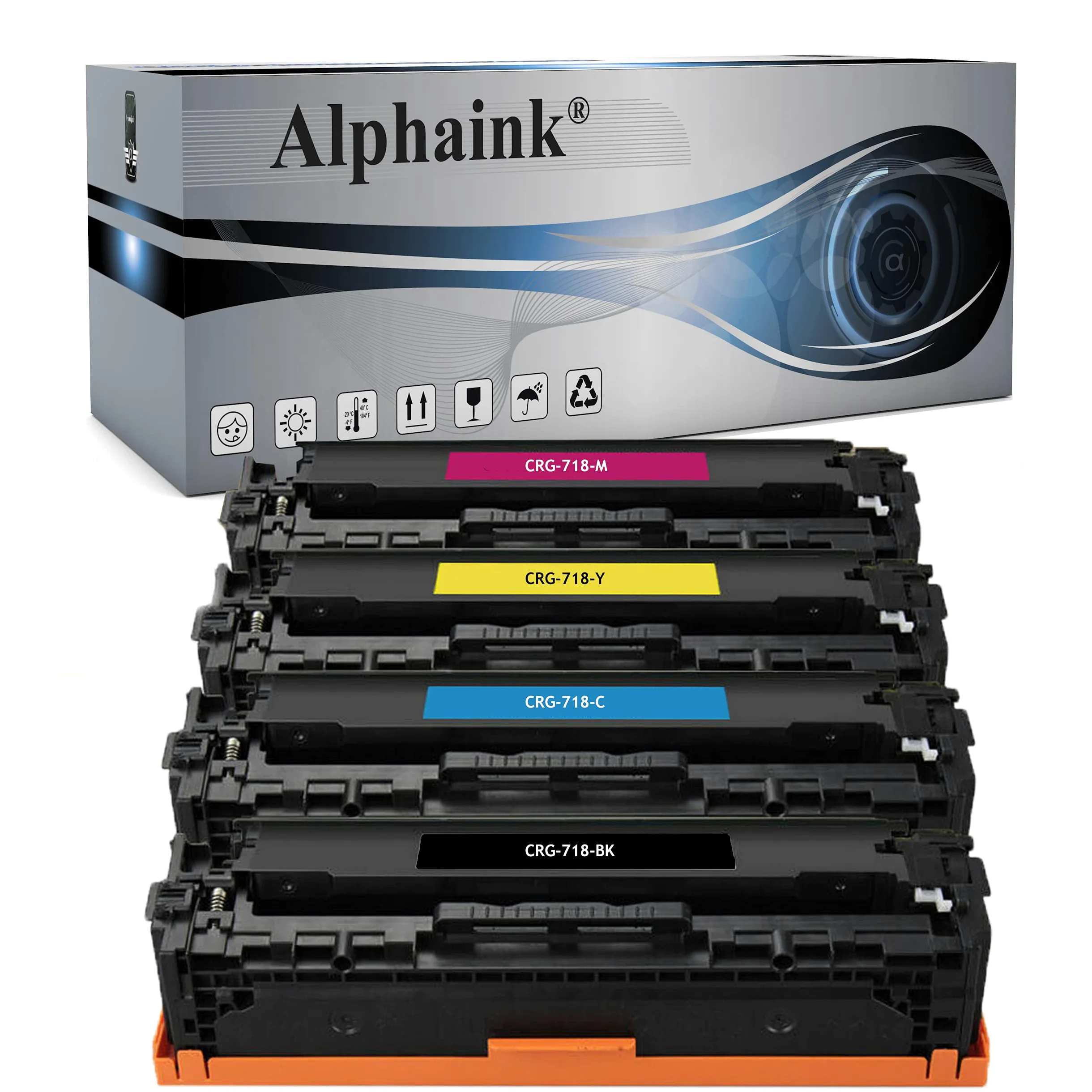 alphaink 4 Toner Compatibili con Canon CRG-718 per stampanti Canon i-Sensys MF-8540, MF-700, MF-728, MF-8330, MF-8350, MF-8360, MF-8340 - LBP-7200, LBP-7210CDN, LCP-7600, LBP-7680CX, LBP-7660