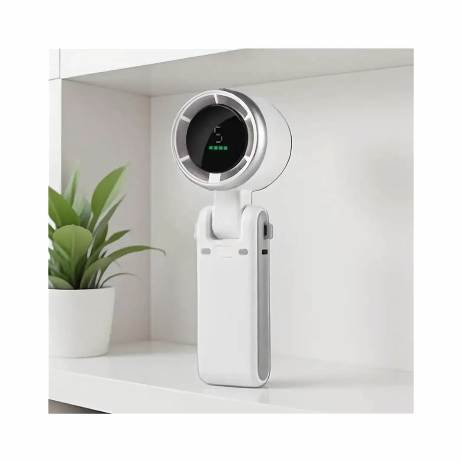 Generico Ventilatore portatile 3 in 1 for viaggi e ufficio | Ricaricabile tramite USB, 3600 mAh, portatile/da tavolo, compatto, flusso d'aria potente(White)