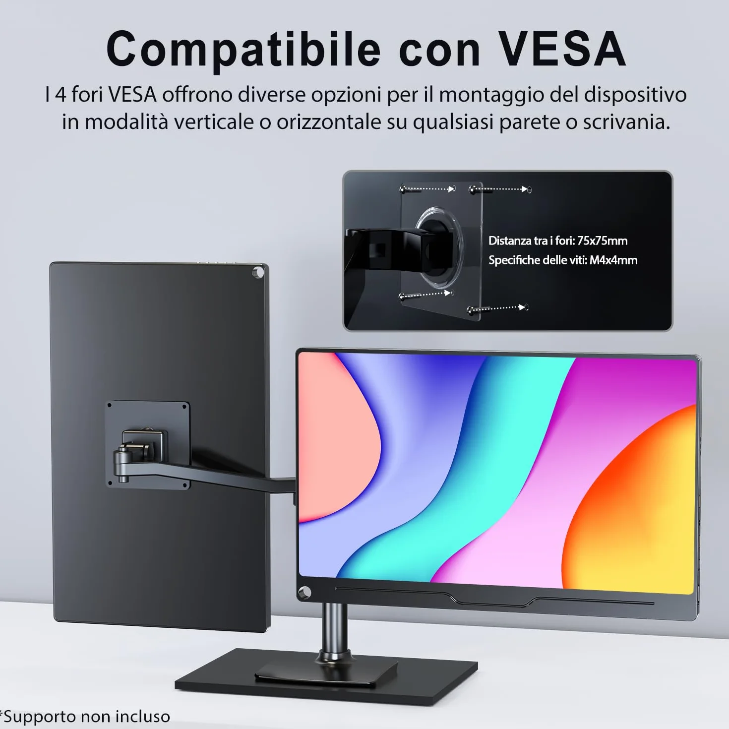 UPERFECT Monitor Portatile 15,6 Pollici FHD 1080P Schermo IPS Opaco con Standard HDMI Type-C, Compatibile con VESA, Secondo Display per Laptop/PC/Telefono/Switch/Xbo, con Copertura Intelligente